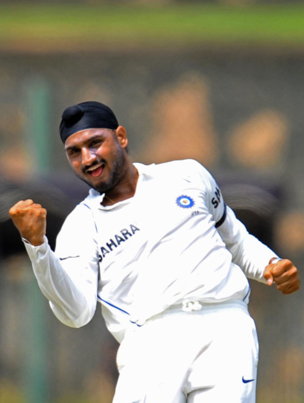 Harbhajan Singh is delighted after completing his five-for, Sri Lanka v India, 2nd Test, Galle, 3rd day, August 2, 2008