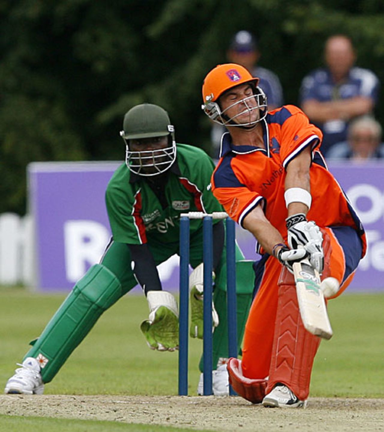 Ryan ten Doeschate scoops during his fifty for Netherlands, Kenya v Netherlands, ICC World Twenty20 Qualifier, Belfast, August 2, 2008