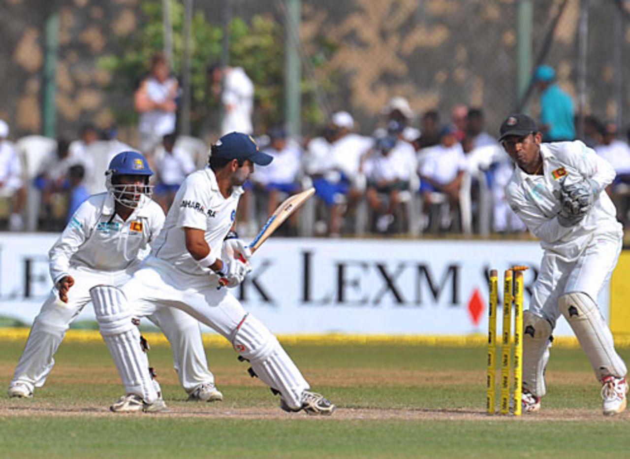 Gautam Gambhir looks back after being bowled by Ajantha Mendis, Sri Lanka v India, 2nd Test, Galle, 3rd day, August 2, 2008