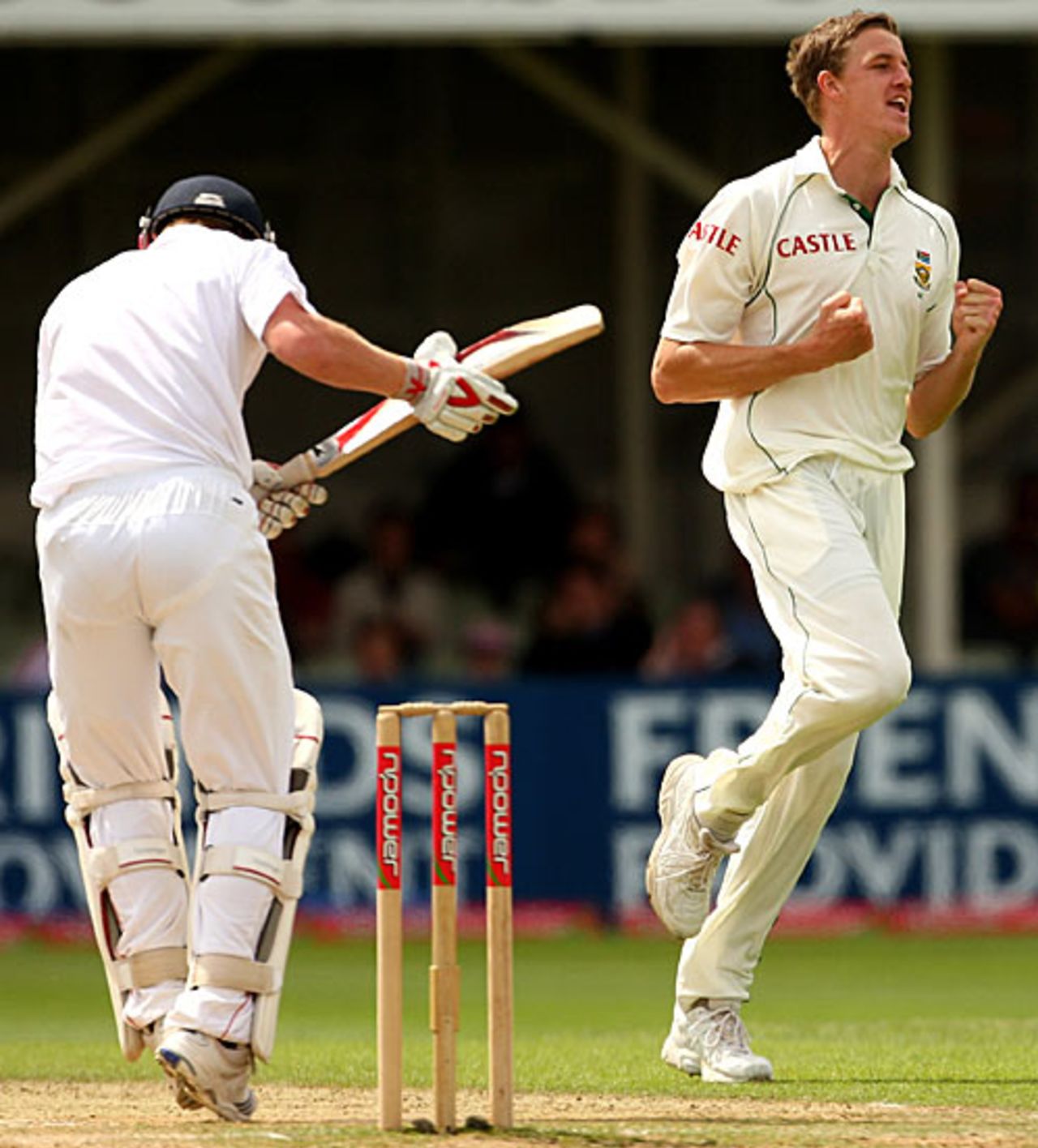 Morne Morkel celebrates the wicket of Paul Collingwood, England v South Africa, 3rd Test, Edgbaston, August 2, 2008