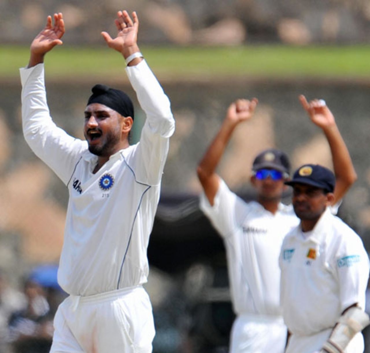Harbhajan Singh makes a strident lbw appeal, Sri Lanka v India, 2nd Test, Galle, 4th day, August 3, 2008
