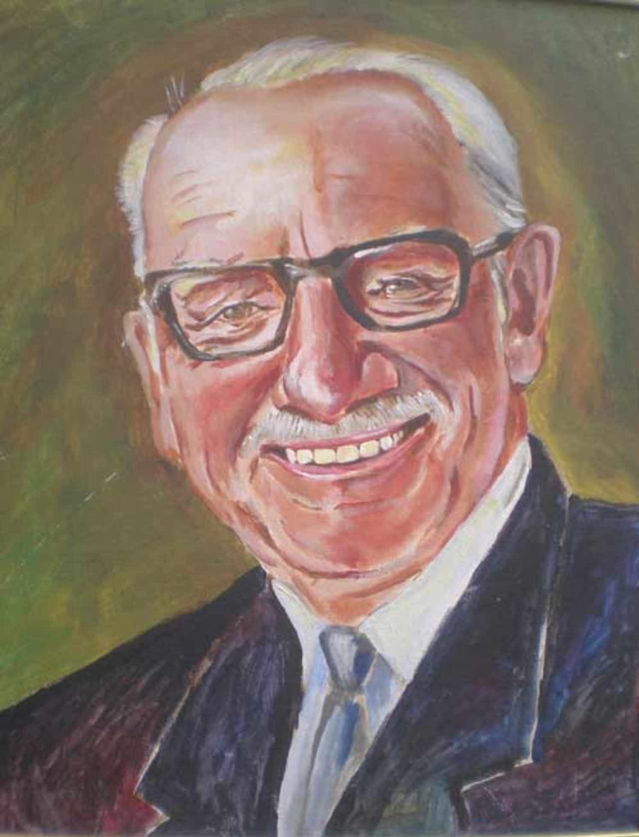 Painted portrait of Don Bradman