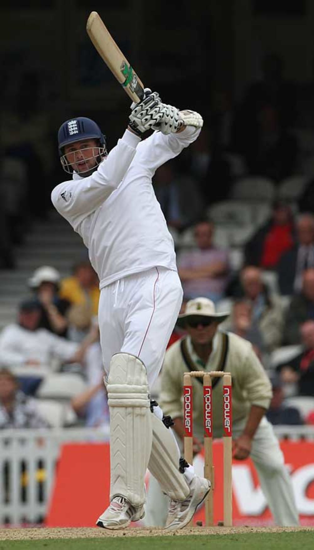 Steve Harmison lofts one straight during his career-best 49, England v South Africa, 4th Test, The Oval, August 8, 2008