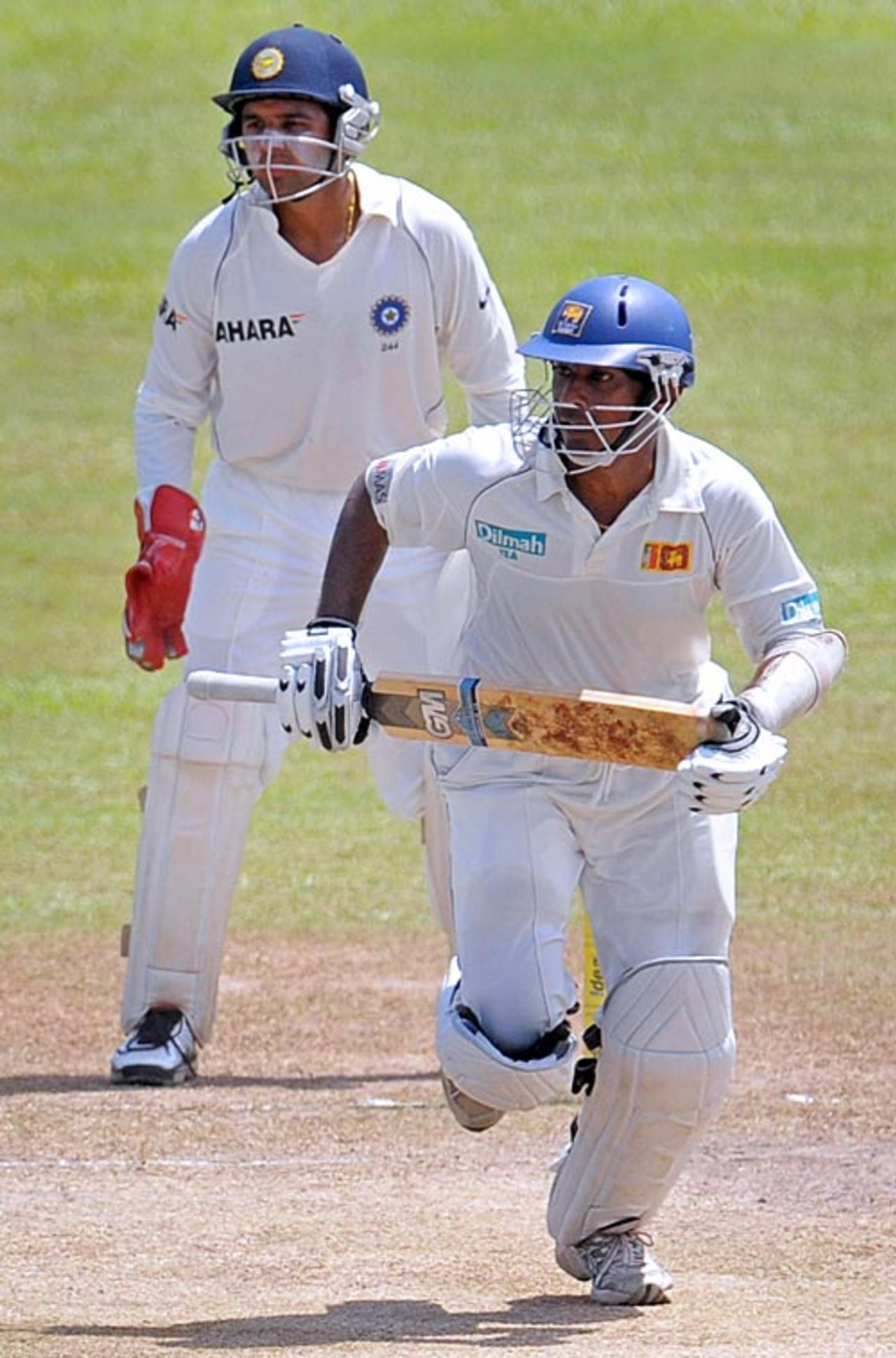 Prasanna Jayawardene steals a single as Parthiv Patel looks on, Sri Lanka v India, 3rd Test, PSS, Colombo, 3rd day, August 10, 2008
