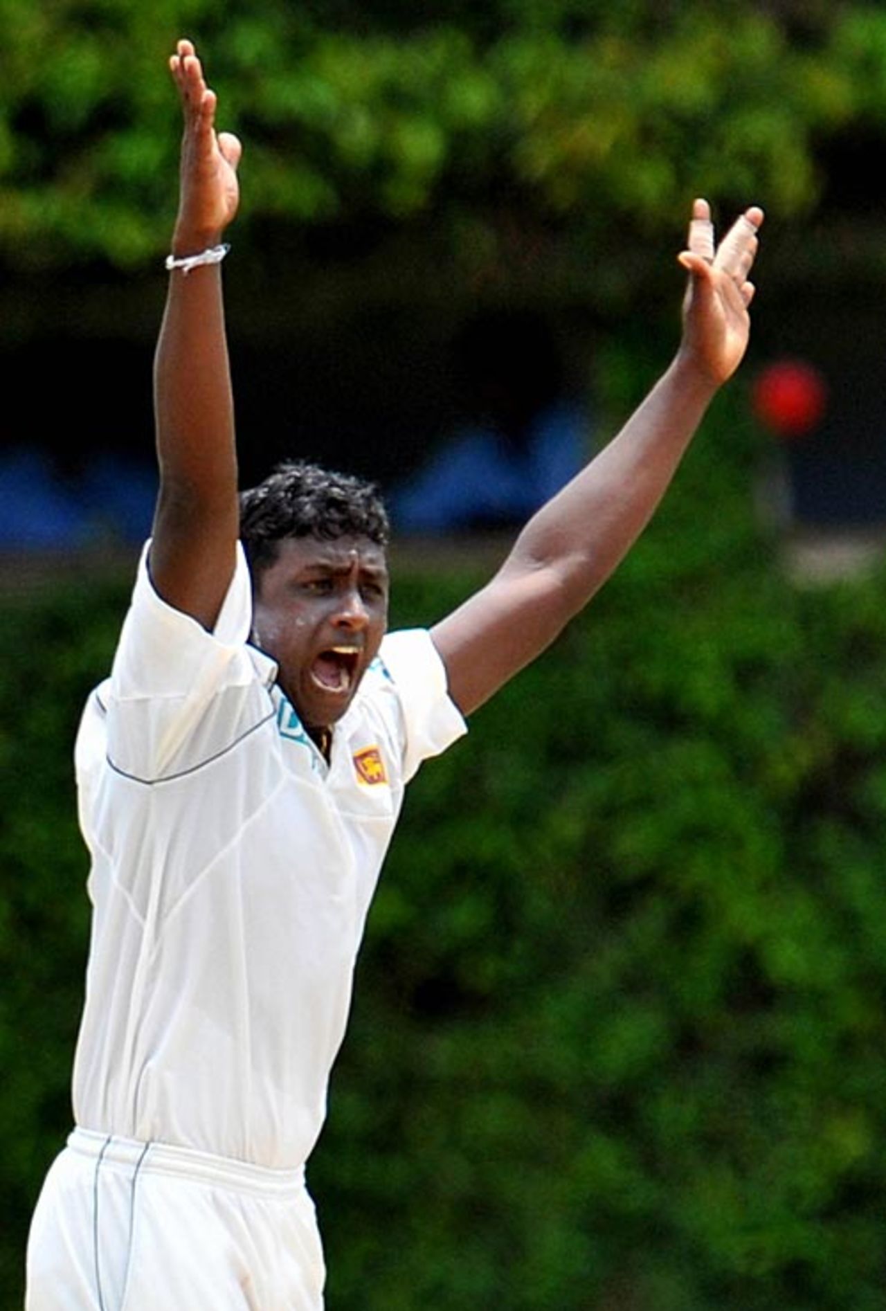 Ajantha Mendis appeals for an lbw, Sri Lanka v India, 3rd Test, PSS, Colombo, 4th day, August 11, 2008