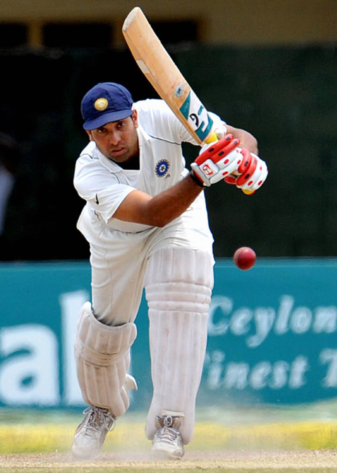 VVS Laxman drives the ball on his way to a half-century, Sri Lanka v India, 3rd Test, Colombo, 4th day, August 11, 2008