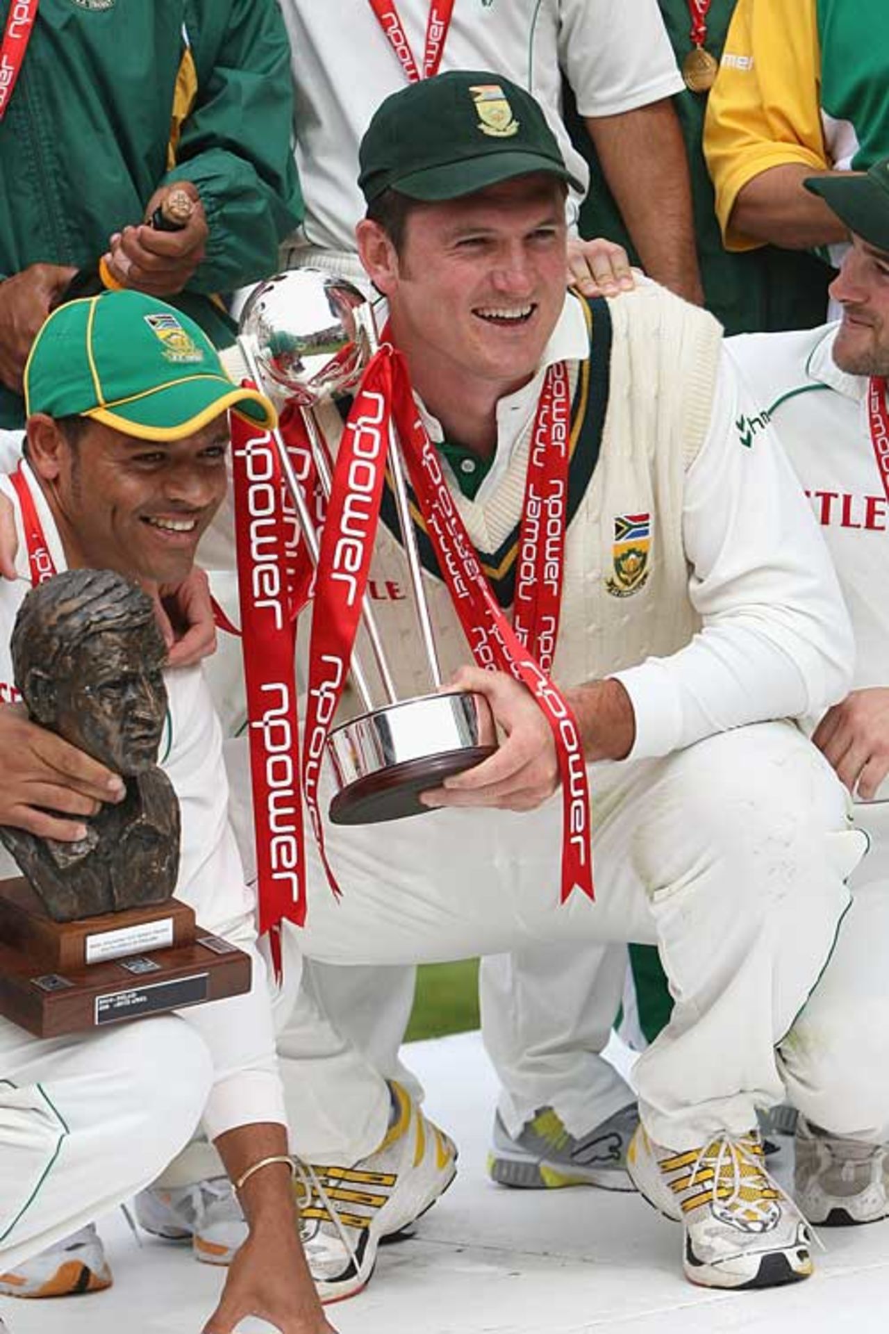 Graeme Smith celebrates with the series trophies, England v South Africa, 4th Test, The Oval, August 11, 2008