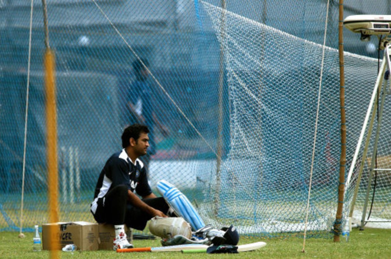 Mahendra Singh Dhoni pads up, Bangalore, August 12, 2008 