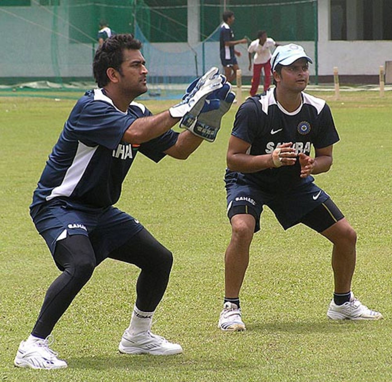 Mahendra Singh Dhoni and Suresh Raina get some catching practice, Colombo, August 14, 2008