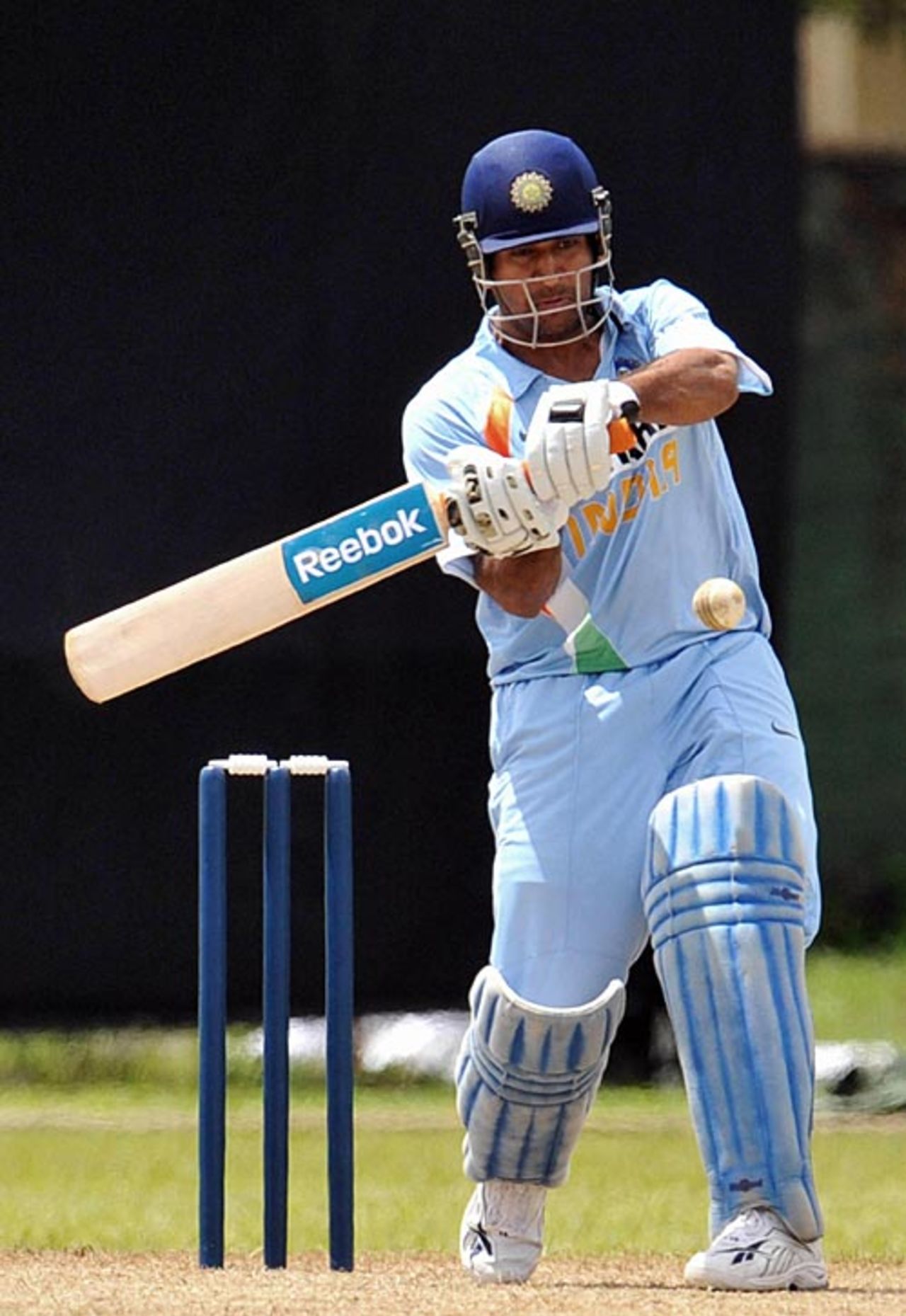 Mahendra Singh Dhoni cuts loose, Sri Lankan XI vs Indians, PSS, Colombo, August 15, 2008