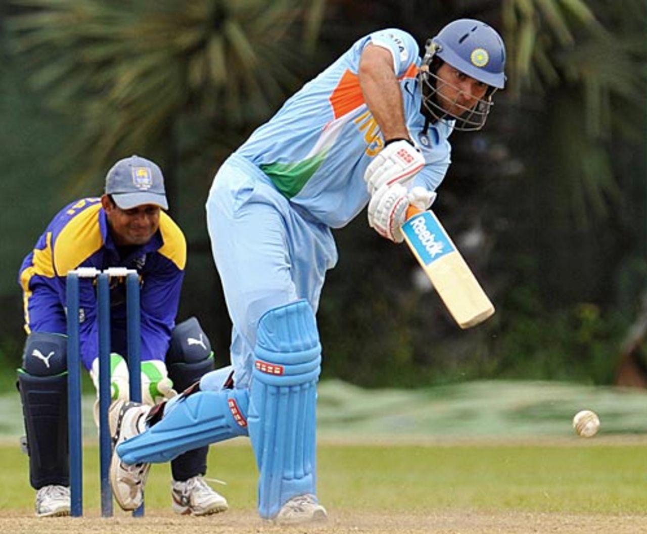 Yuvraj Singh drives on the up, Sri Lankan XI vs Indians, PSS, Colombo, August 15, 2008