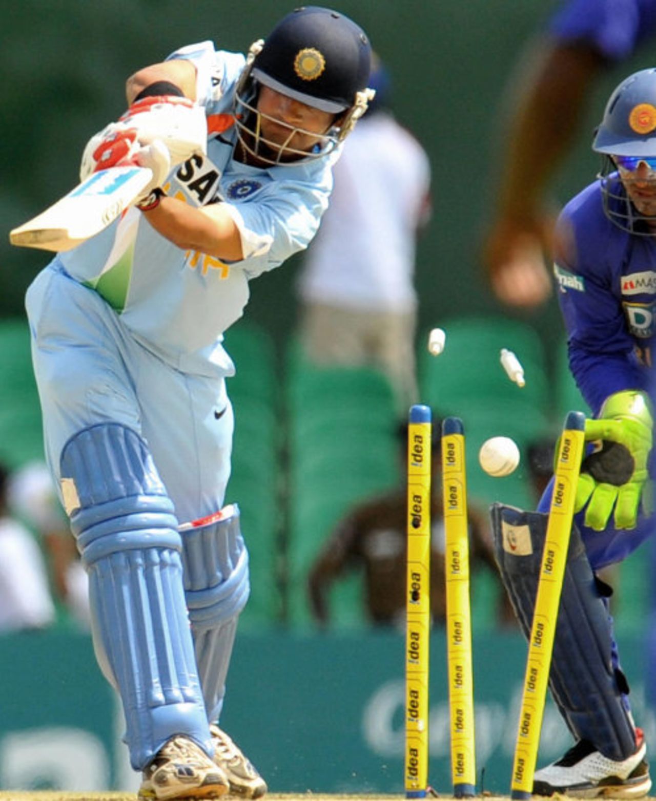 Gautam Gambhir is bowled on the second ball of India's innings, Sri Lanka v India, 1st ODI, Dambulla, August 18, 2008 