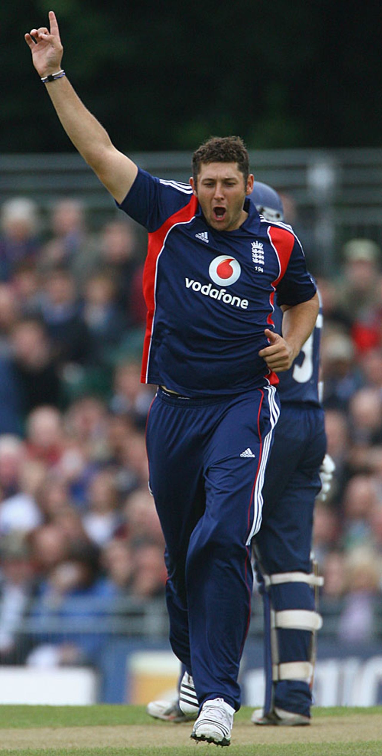 Tim Bresnan celebrates the wicket of Kyle Coetzer, Scotland v England, The Grange, Edinburgh, August 18, 2008