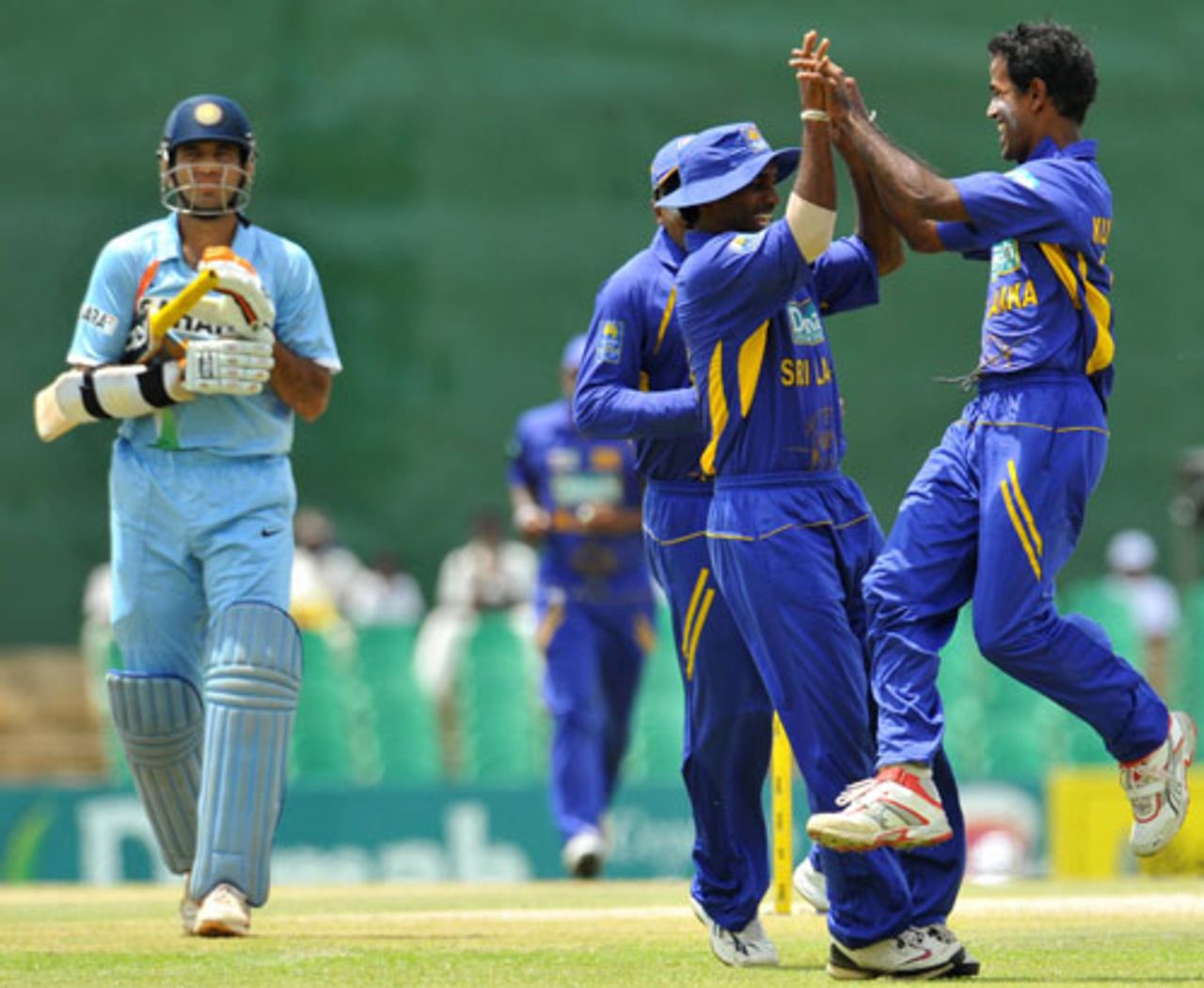 Nuwan Kulasekara jumps for joy after dismissing Irfan Pathan, Sri Lanka v India, 2nd ODI, Dambulla, August 20, 2008
