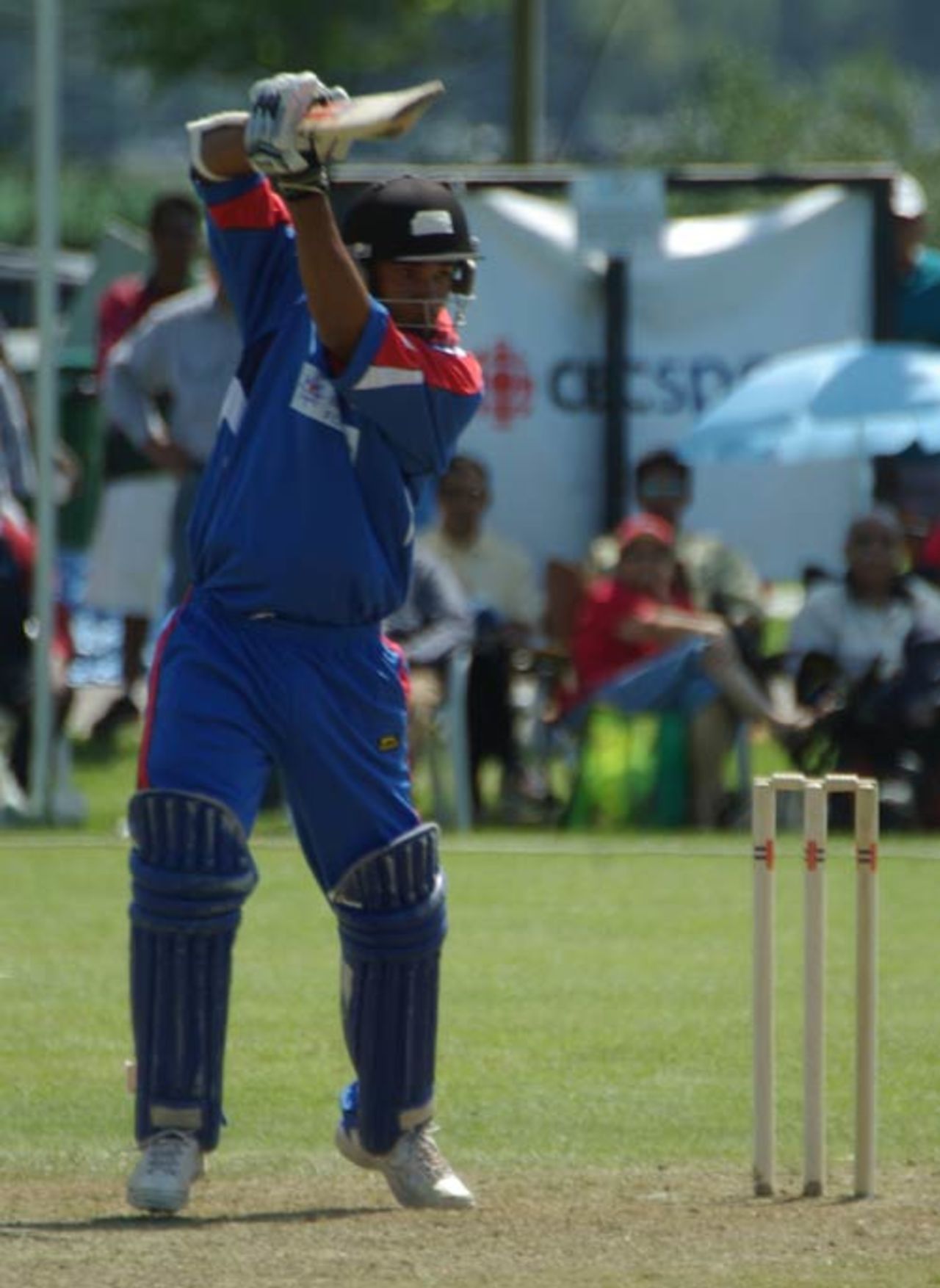 Chris Douglas drives on his way to 53, Bermuda v West Indies, Tri-series, King City, August 20, 2008