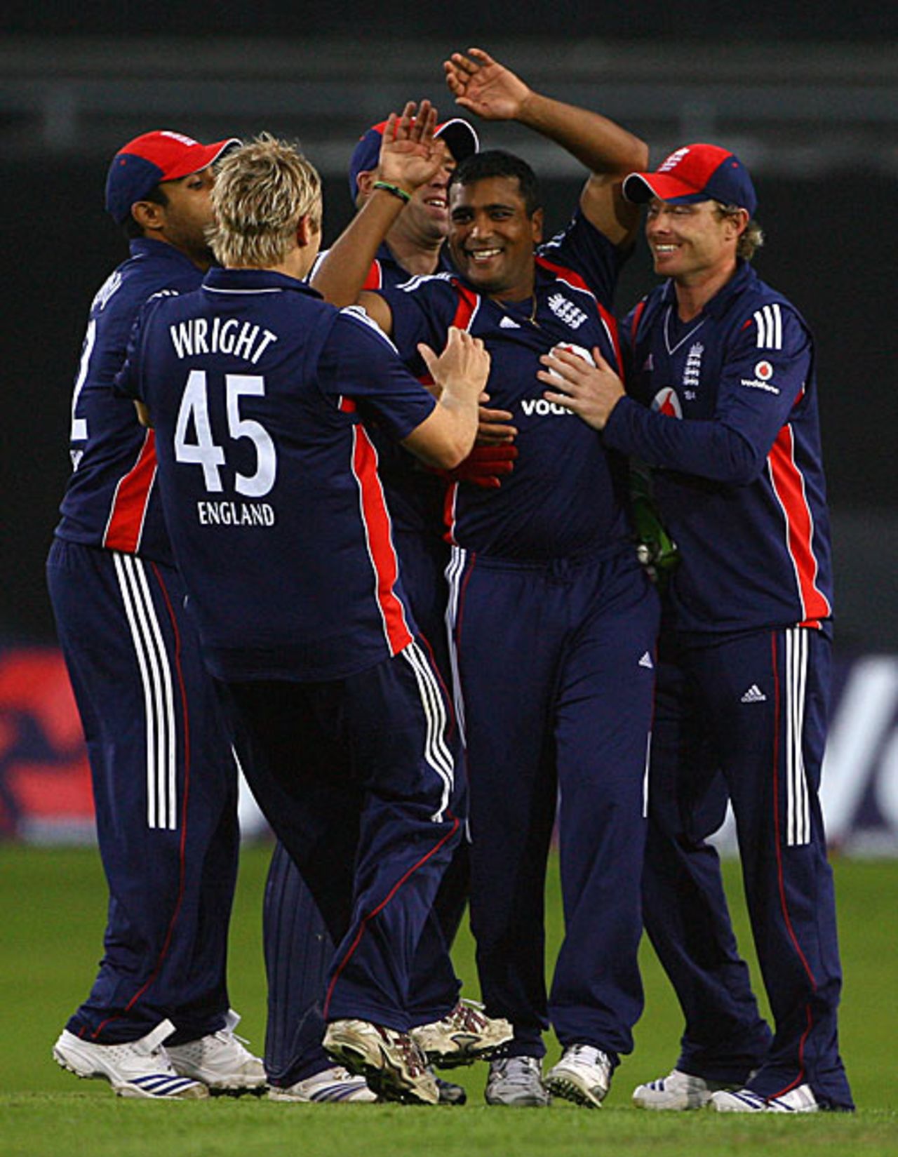 Samit Patel is congratulated on the wicket of Herschelle Gibbs, England v South Africa, 1st ODI, Headingley, August 22, 2008