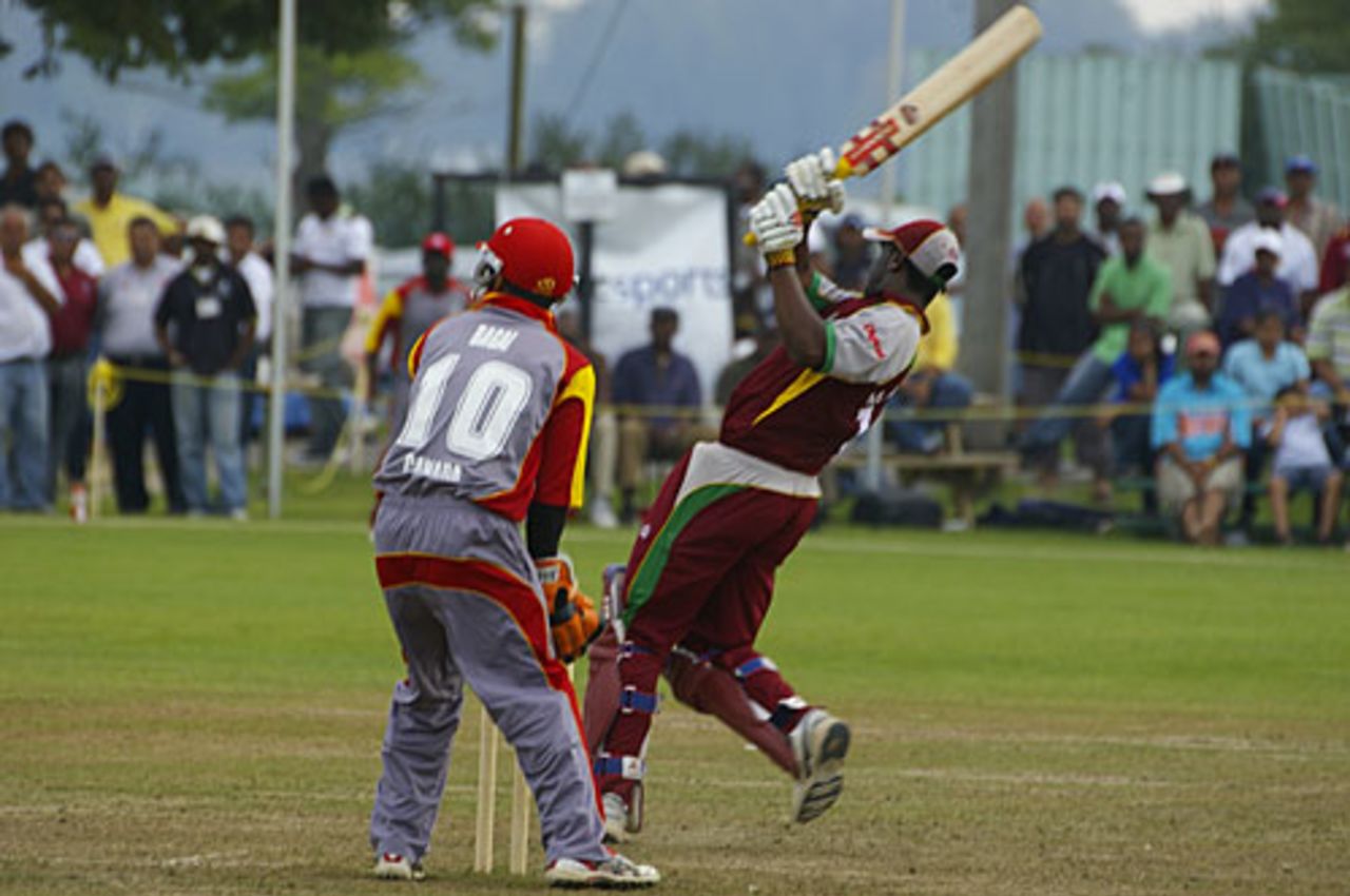 Xavier Marshall hits one of 12 sixes in his innings, Canada v West Indies, Tri-Series, 3rd match, King City, August 22, 2008 