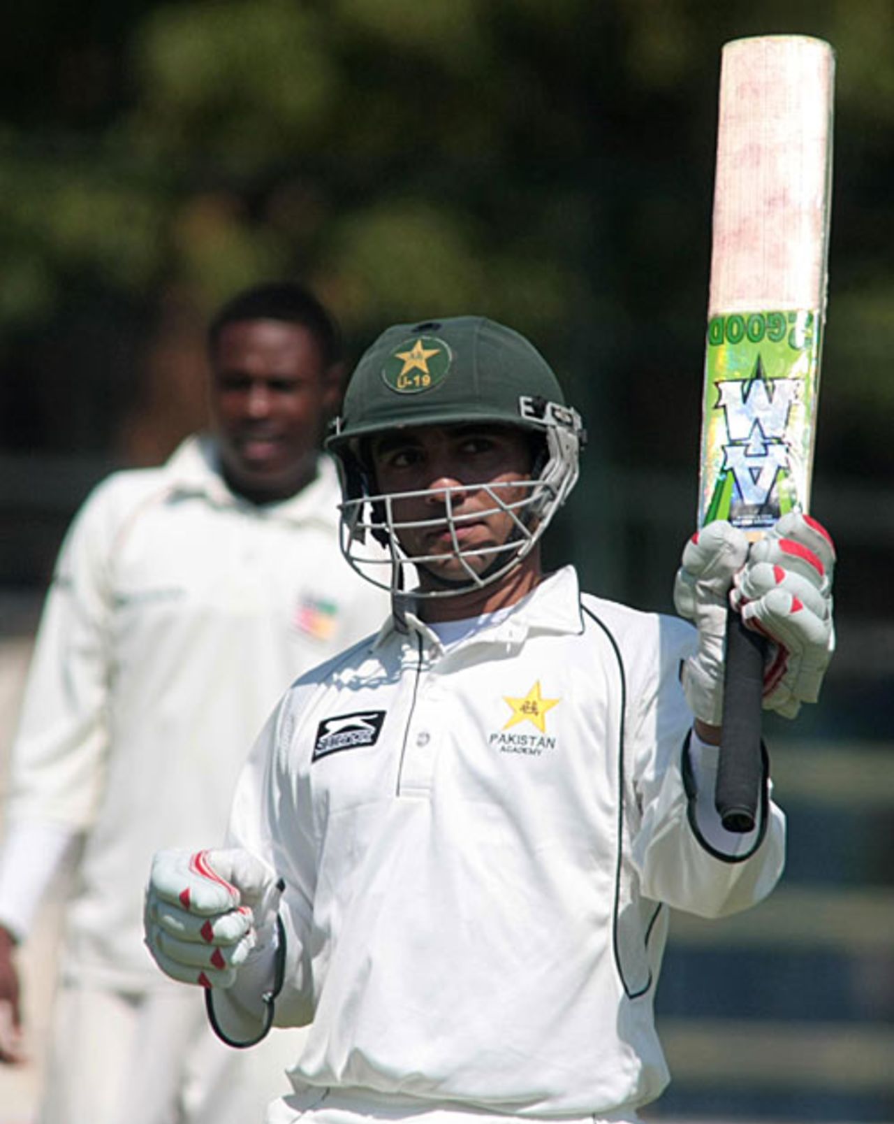Ali Asad acknowledges applause for his century, Zimbabwe Board XI v Pakistan National Cricket Academy, Harare, August 24, 2008