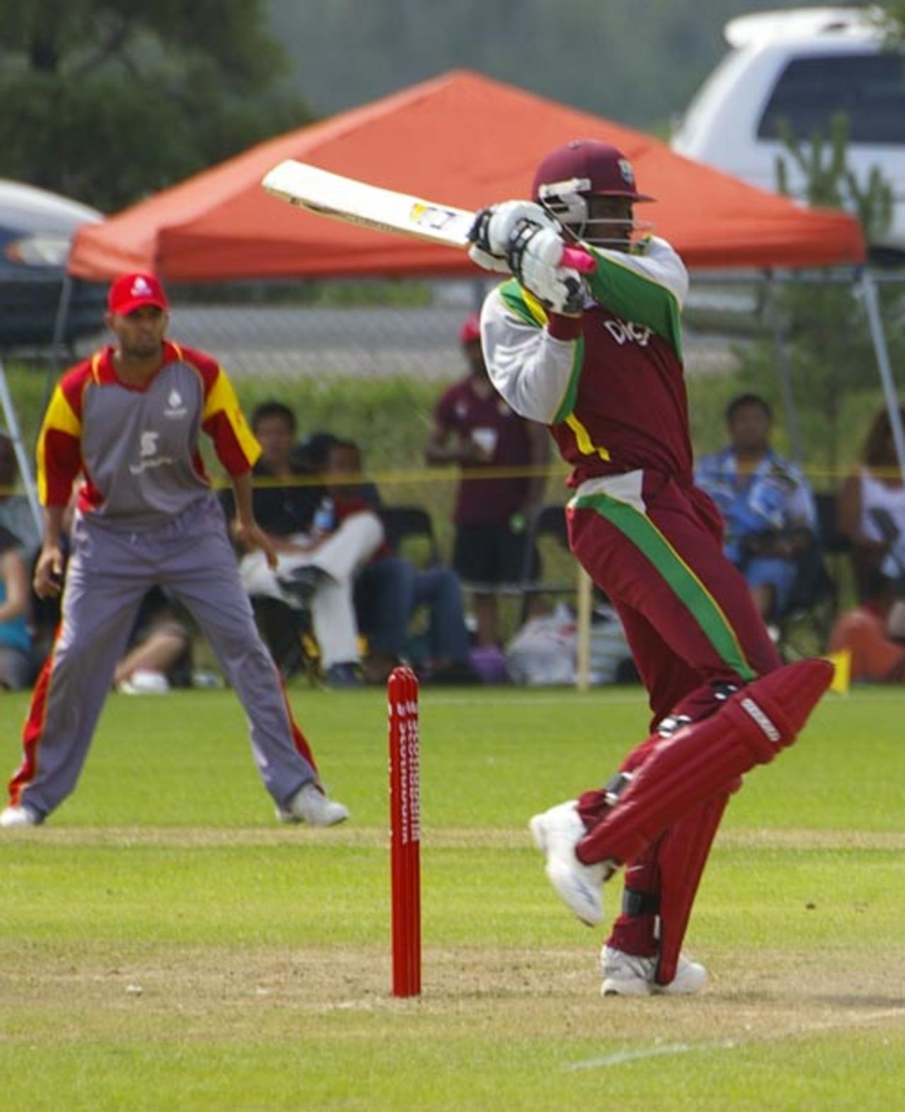 Chris Gayle on his way to a whirlwind 110, Canada v West Indies, Tri-Series, final, King City, August 24, 2008 