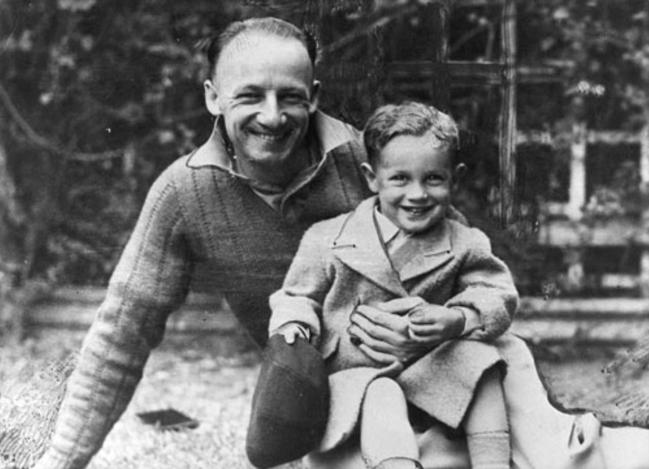 Don Bradman with son John Russell, July 24, 1942