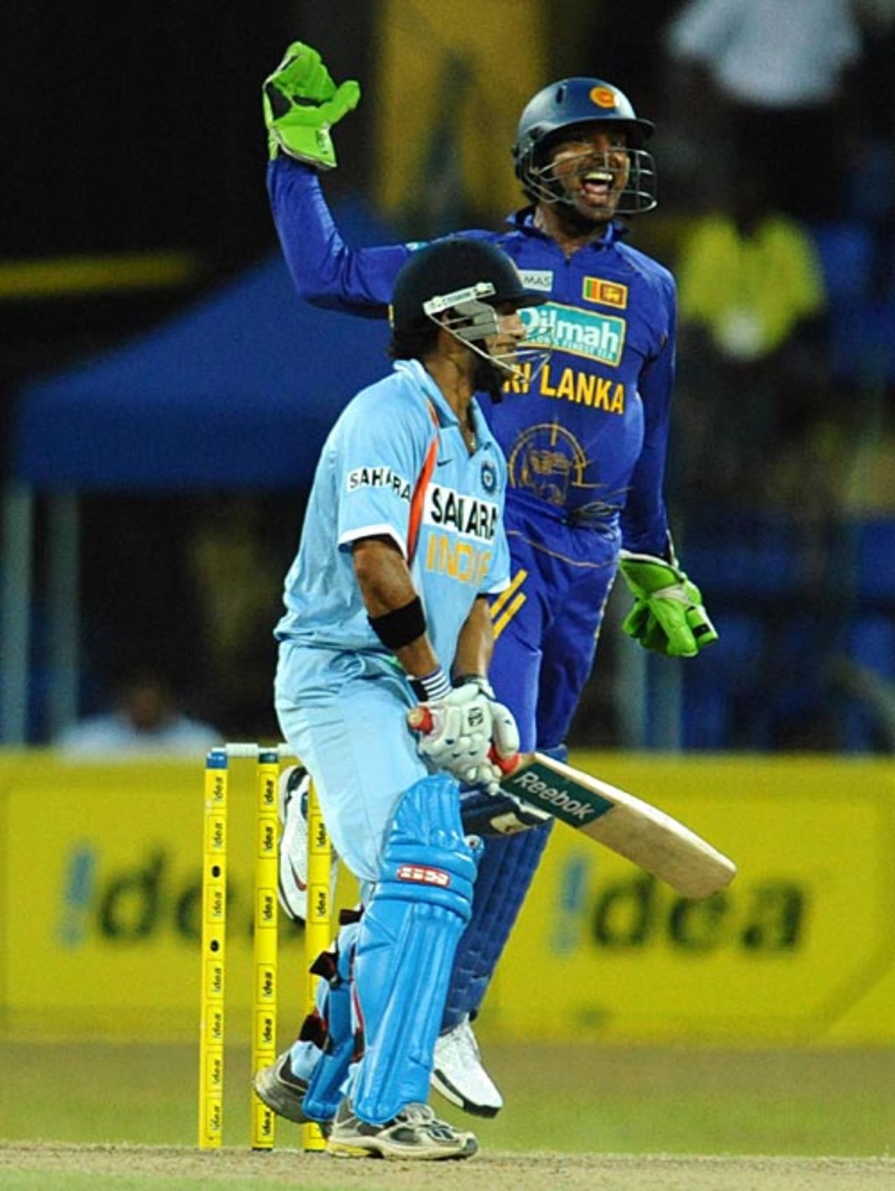 Kumar Sangakkara believes Gautam Gambhir's edged it, Sri Lanka v India, 5th ODI, Colombo, August 29, 2008 
