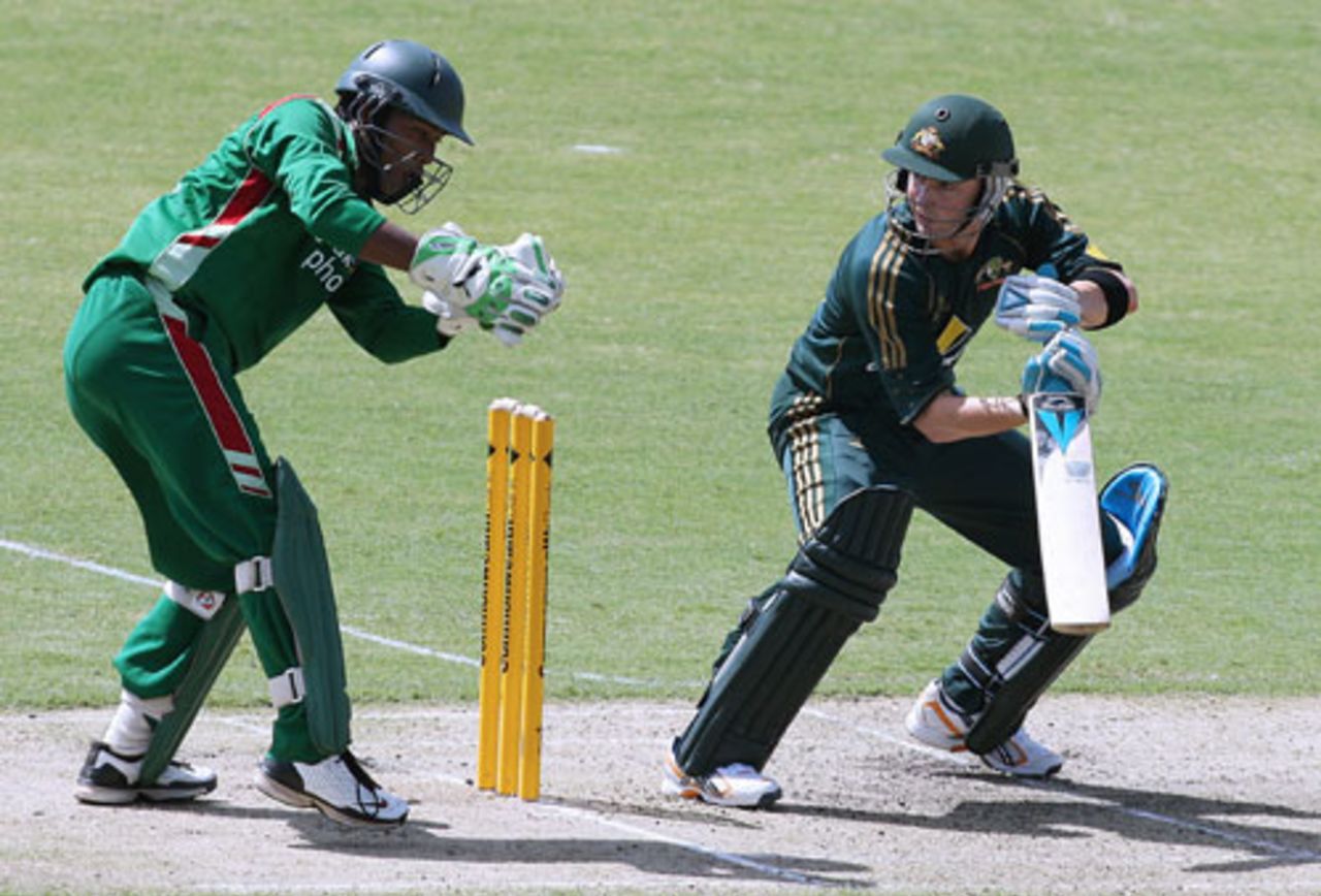 Dhiman Ghosh takes the catch to remove Michael Clarke for 14, Australia v Bangladesh, 1st ODI, Darwin, August 30, 2008