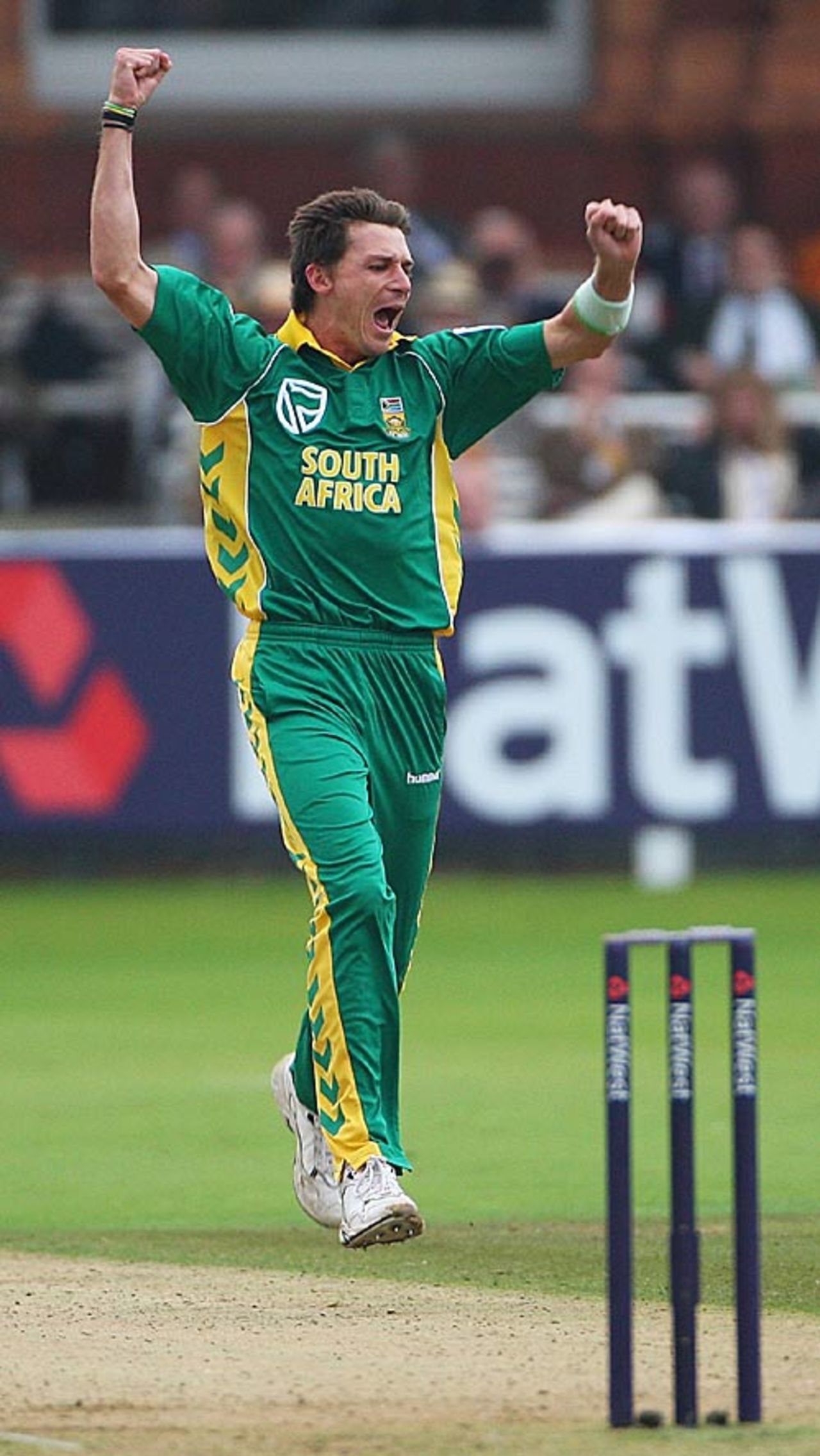 Dale Steyn celebrates the early wicket of Matt Prior, England v South Africa, 4th ODI, Lord's, August 31, 2008
