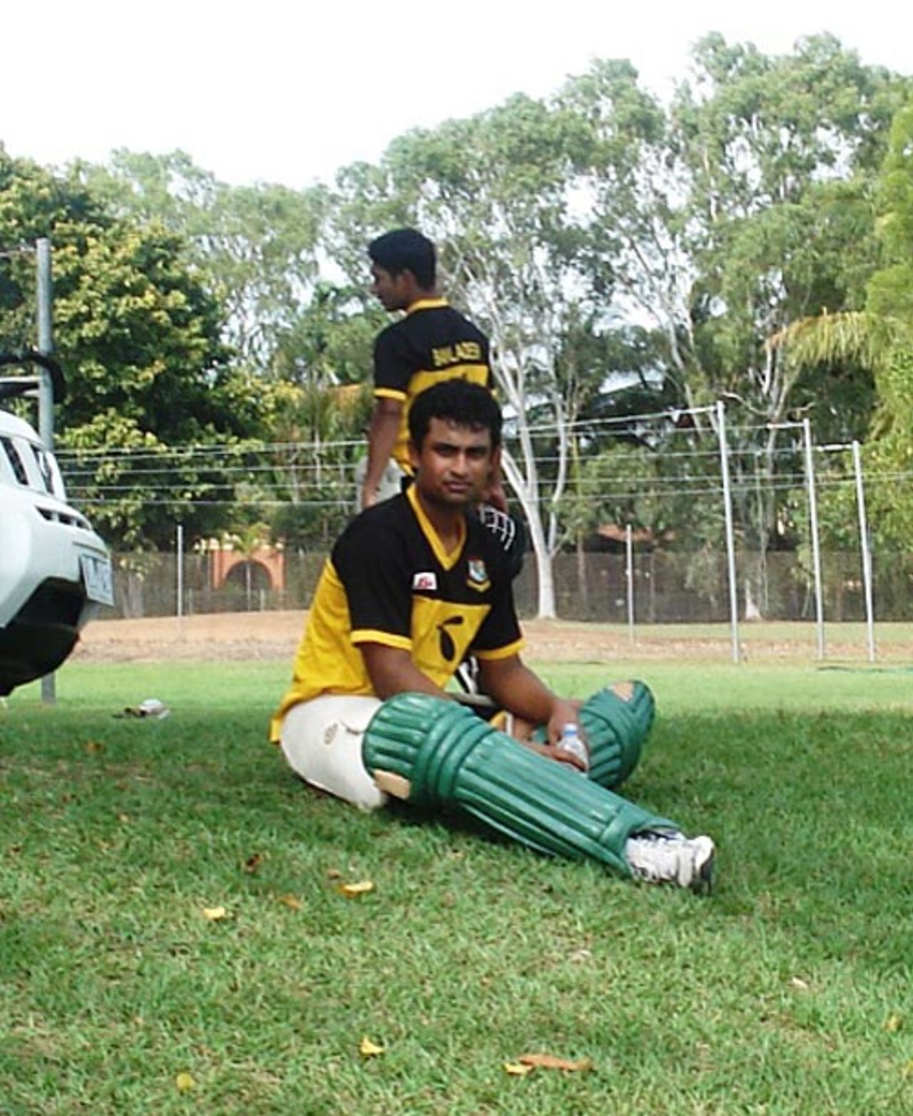 Tamim Iqbal waits for a hit at the nets session, Darwin, September 1, 2008