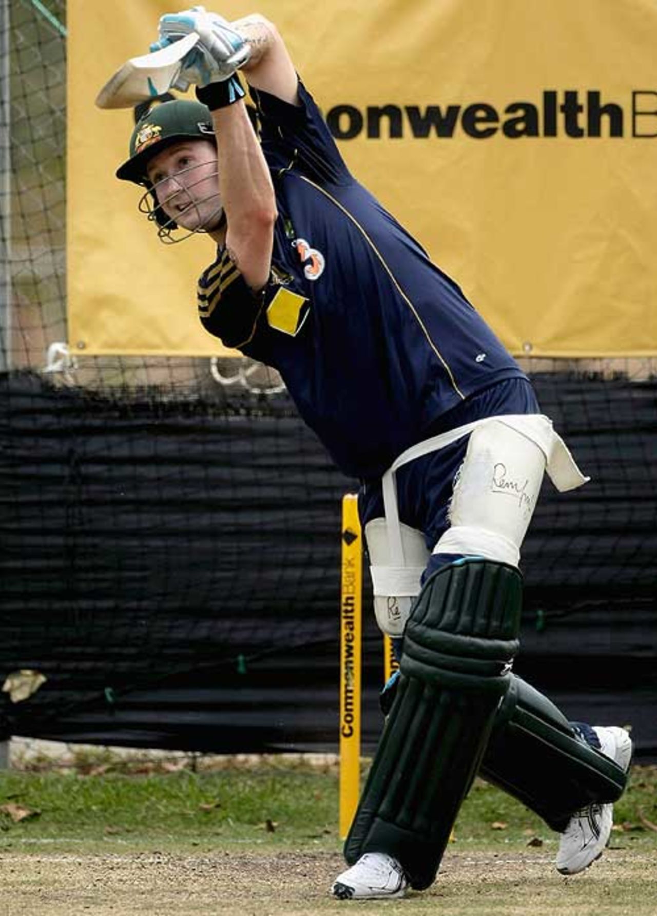 Michael Clarke drives on the up during training, Darwin, September 1, 2008