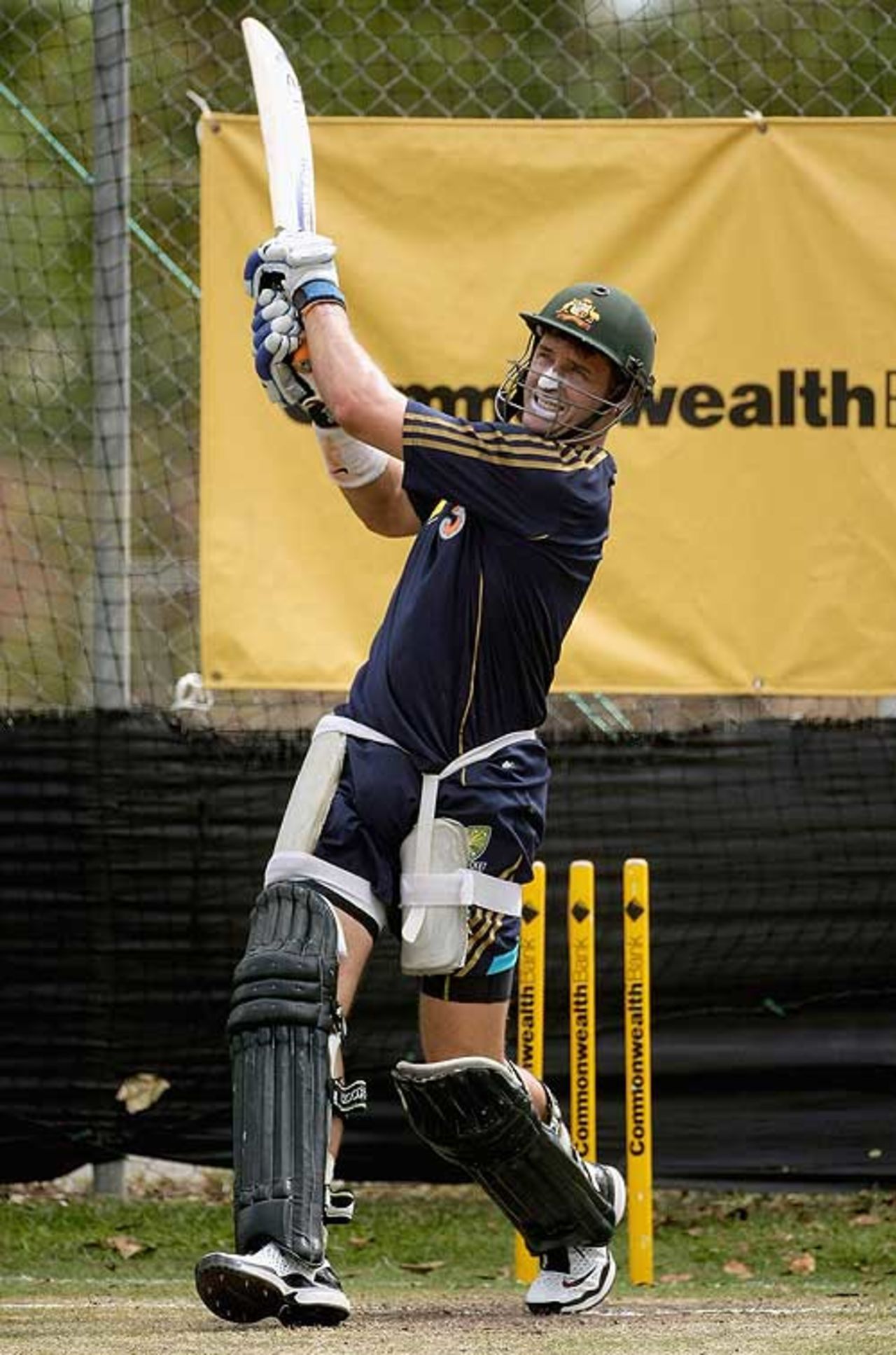 Michael Hussey has a free swing at the nets, Darwin, September 1, 2008
