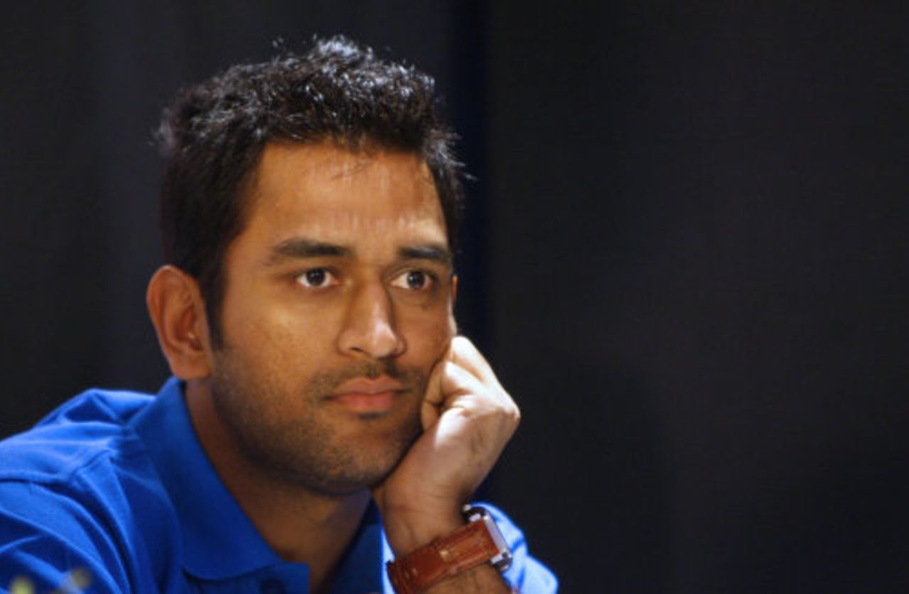 Mahendra Singh Dhoni looks on during a promotional event, Delhi, September 2, 2008 