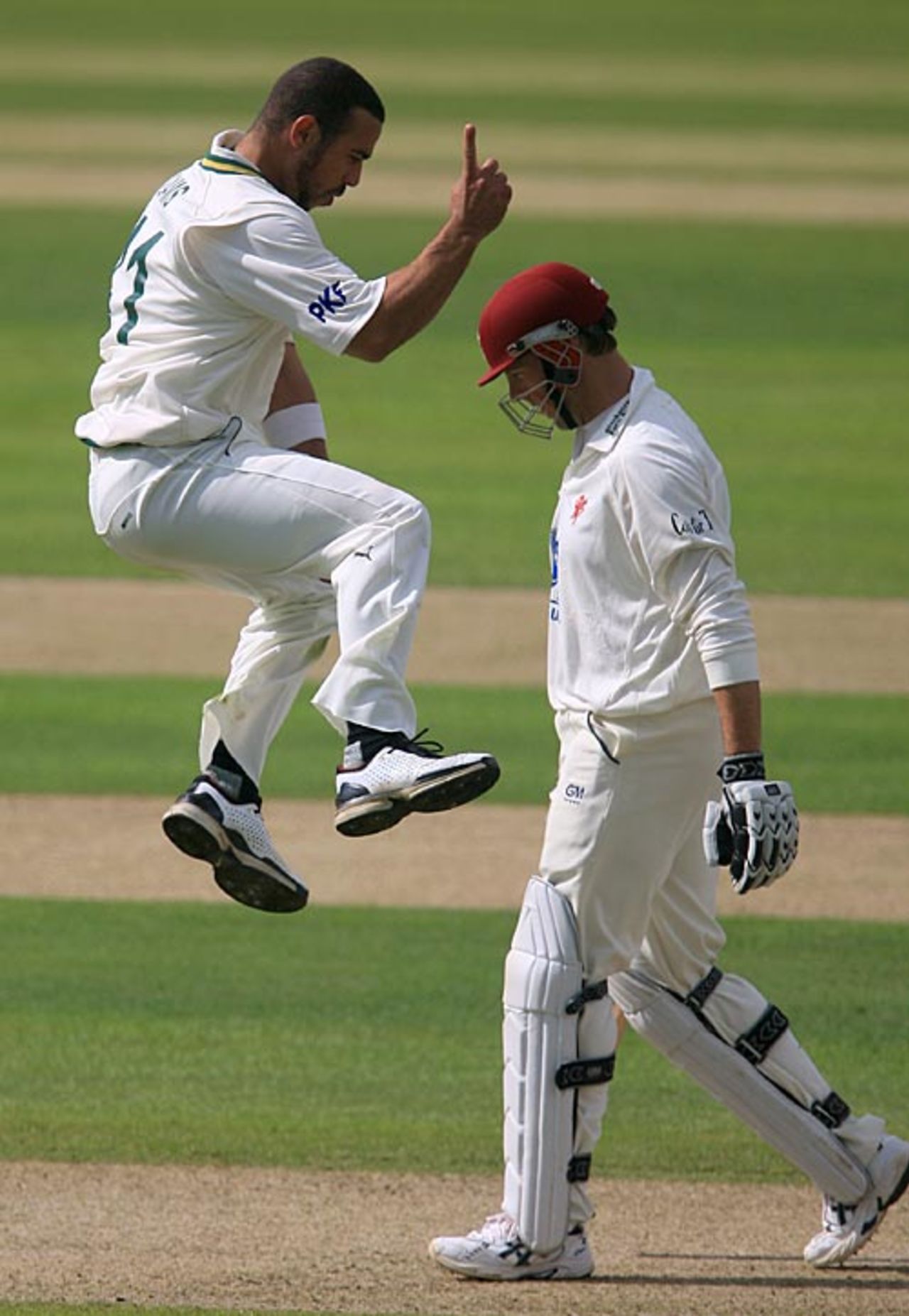 Andre Adams celebrates taking the wicket of Marcus Trescothick, Nottinghamshire v Somerset, Nottingham, September 3, 2008
