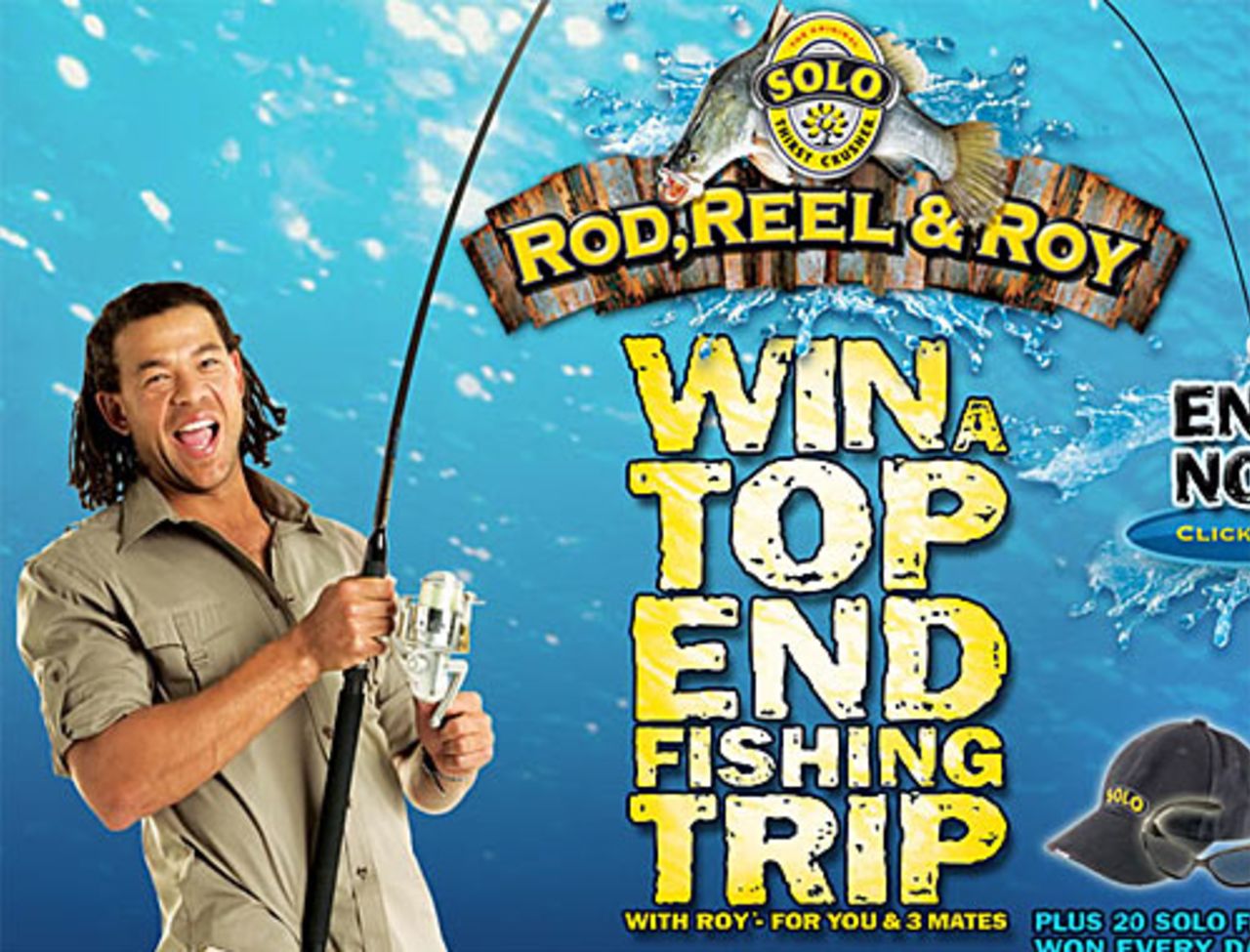 Andrew Symonds pictured in his "Rod, Reel and Roy" competition in which winners can win a fishing trip with the Australia allrounder