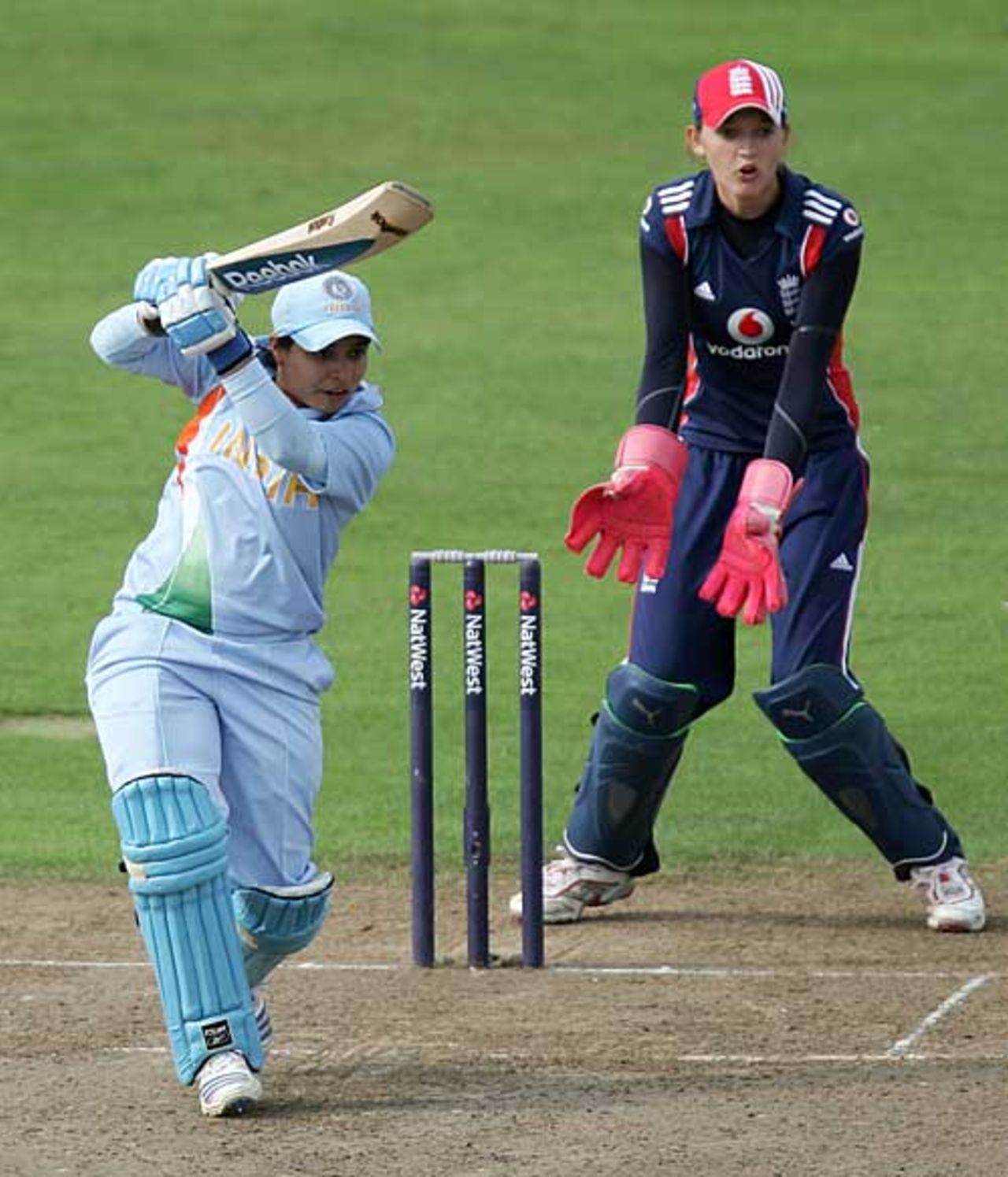 Jaya Sharma drives elegantly through the covers, England v India , 3rd women's ODI, Taunton, September 4, 2008