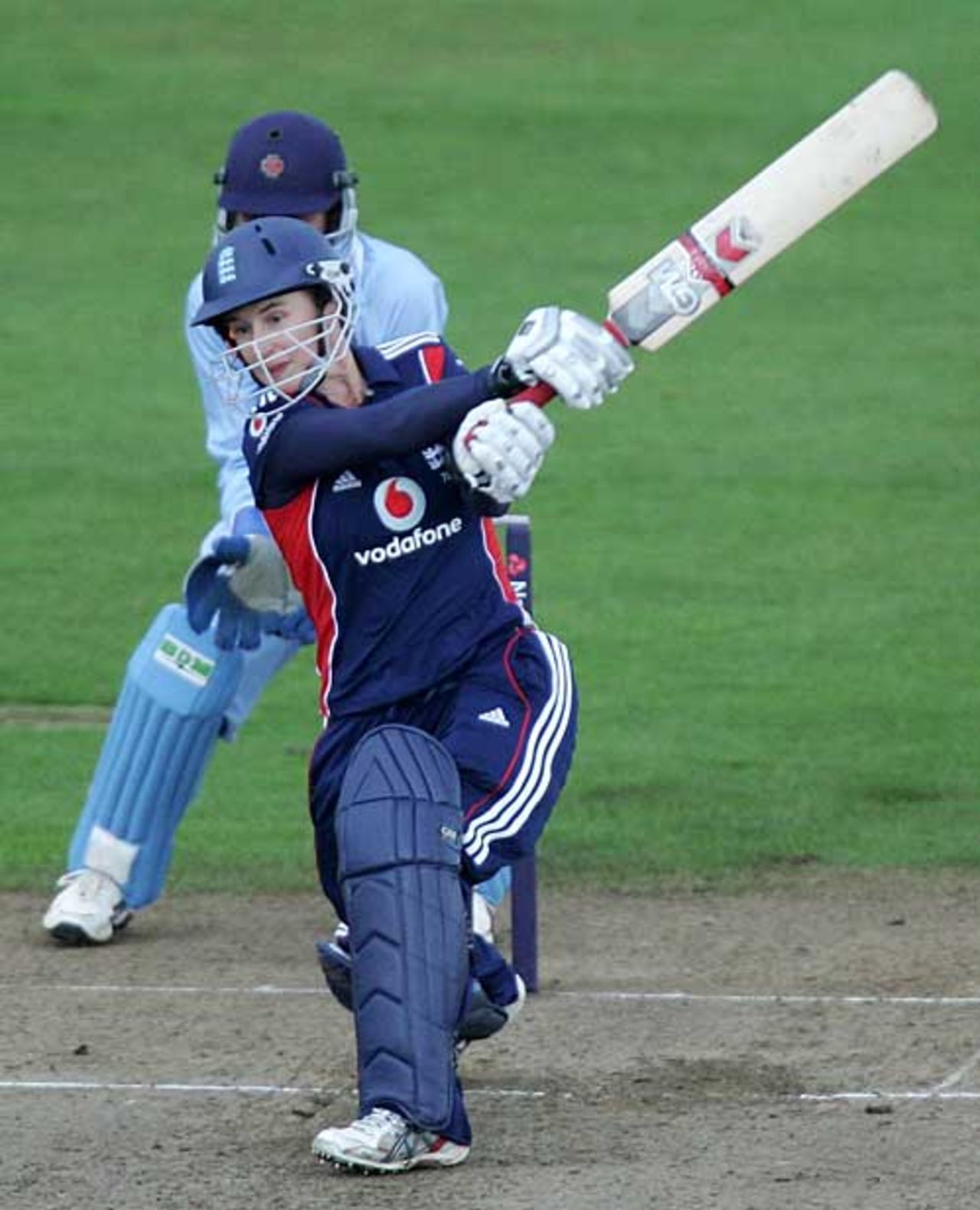 Claire Taylor clubs down the ground during her 100th ODI, England v India , 3rd women's ODI, Taunton, September 4, 2008