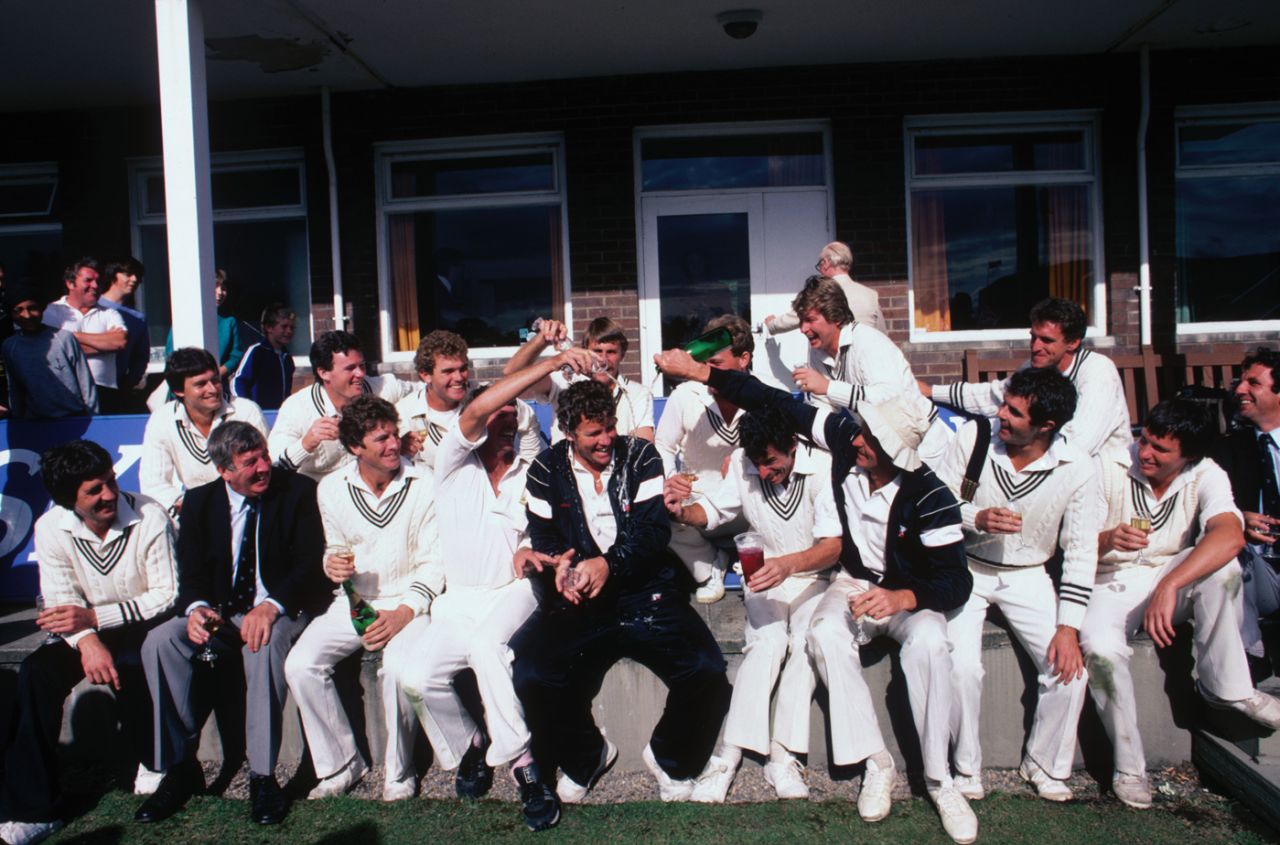 New Zealand celebrate their first Test win in England, England v New Zealand, 2nd Test, Leeds, August 1, 1983