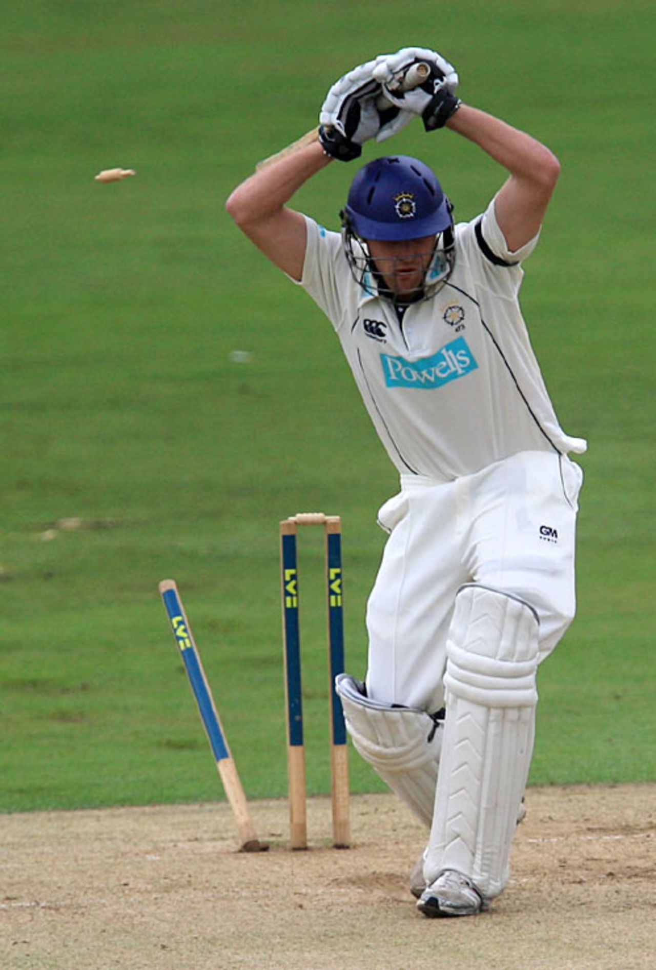 Chris Benham is clean bowled shouldering arms to Jade Dernbach, Surrey v Hampshire, The Oval, September 9, 2008