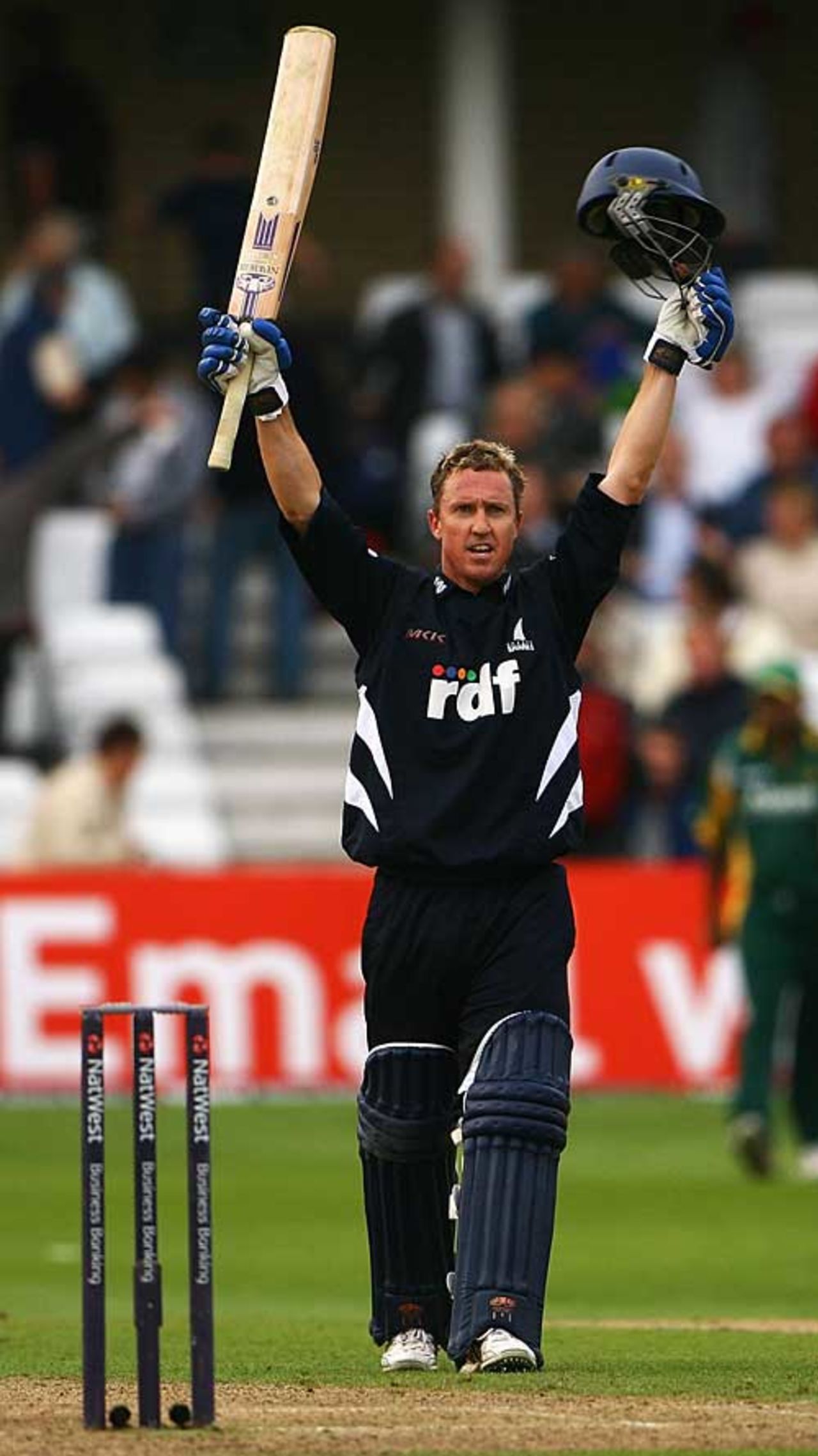 Murray Goodwin raises his arms in triumph after hitting a six to give Sussex the Pro40 title, Nottinghamshire v Sussex, Pro40, Trent Bridge, September 14, 2008