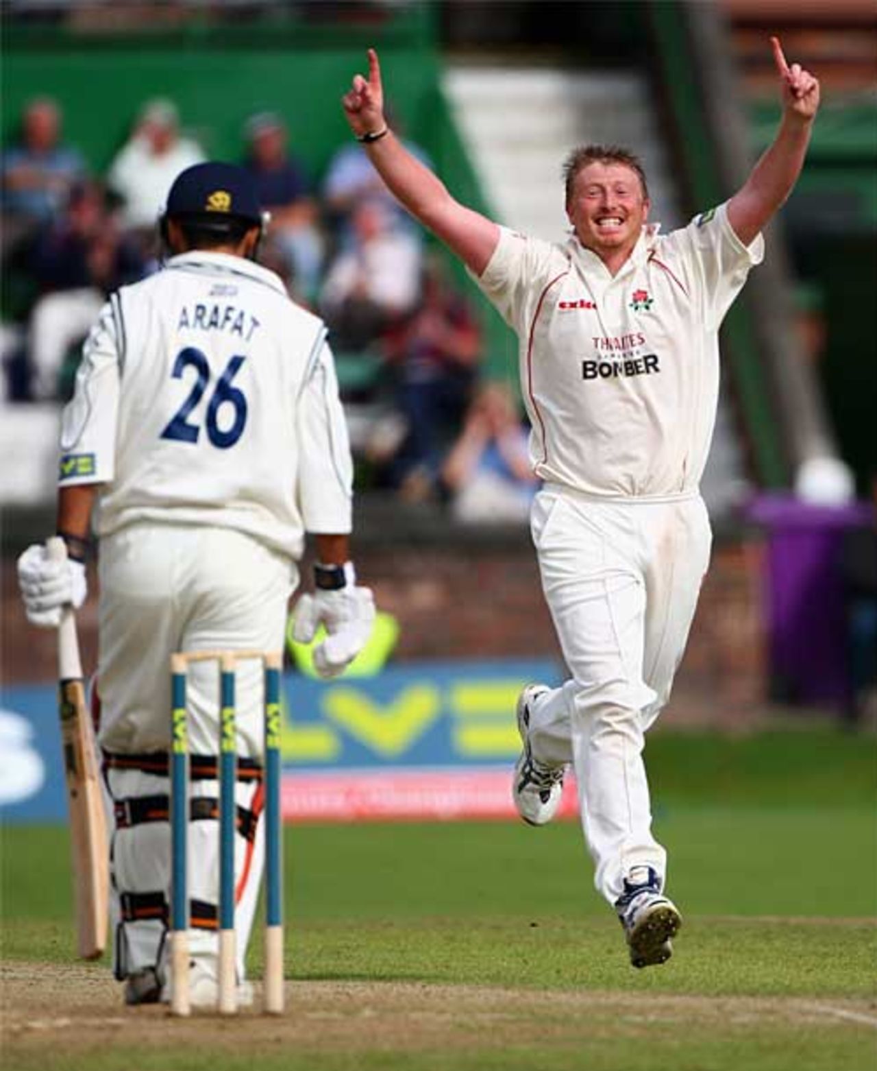Glen Chapple claims his sixth wicket by removing Yasir Arafat, Lancashire v Kent, Liverpool, September 19, 2008