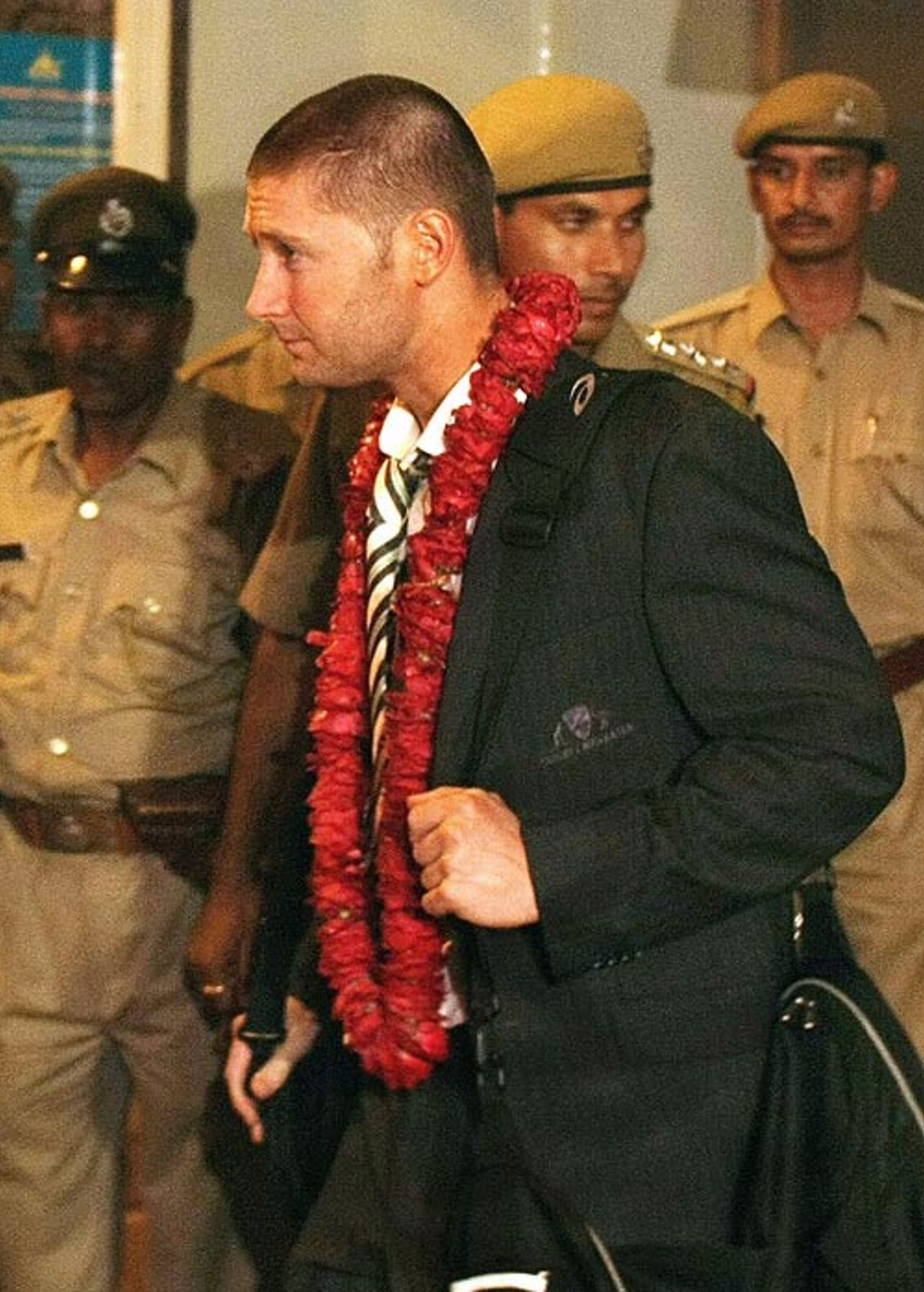 Michael Clarke arrives in Jaipur with the Australia squad, September 22, 2008