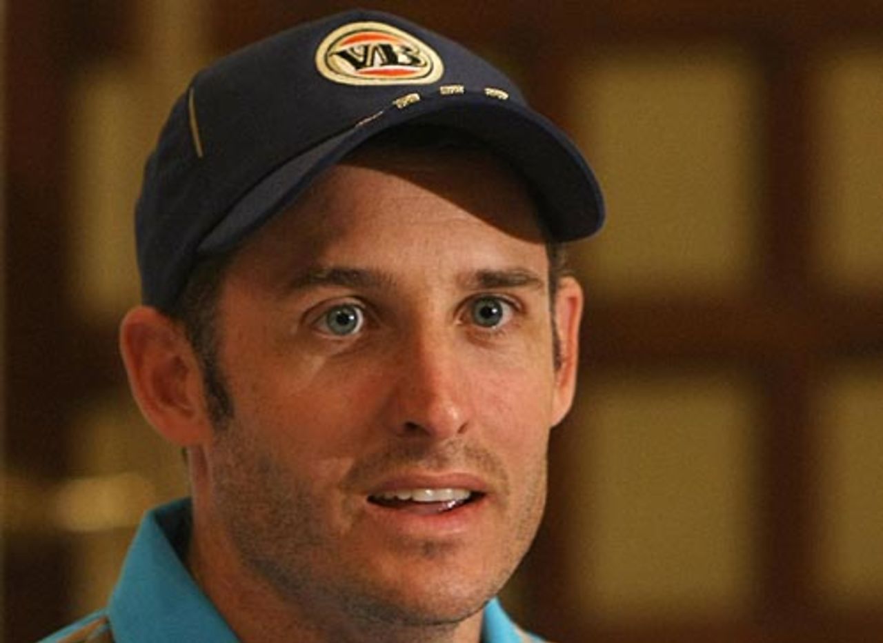 Michael Hussey at a press conference, Jaipur, September 24, 2008