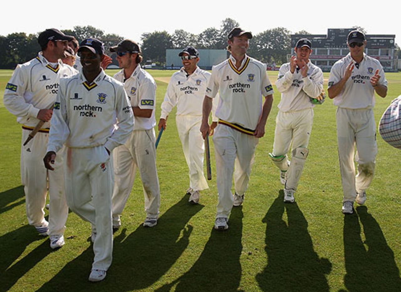 Durham's players leave the field at Canterbury after beating Kent to set up their maiden County Championship triumph, Kent v Durham, Canterbury, September 26, 2008