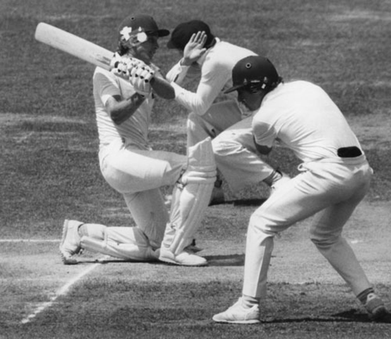David Gower gives the close-in fielders some anxious moments, England v Australia, Lord's, July 7, 1981