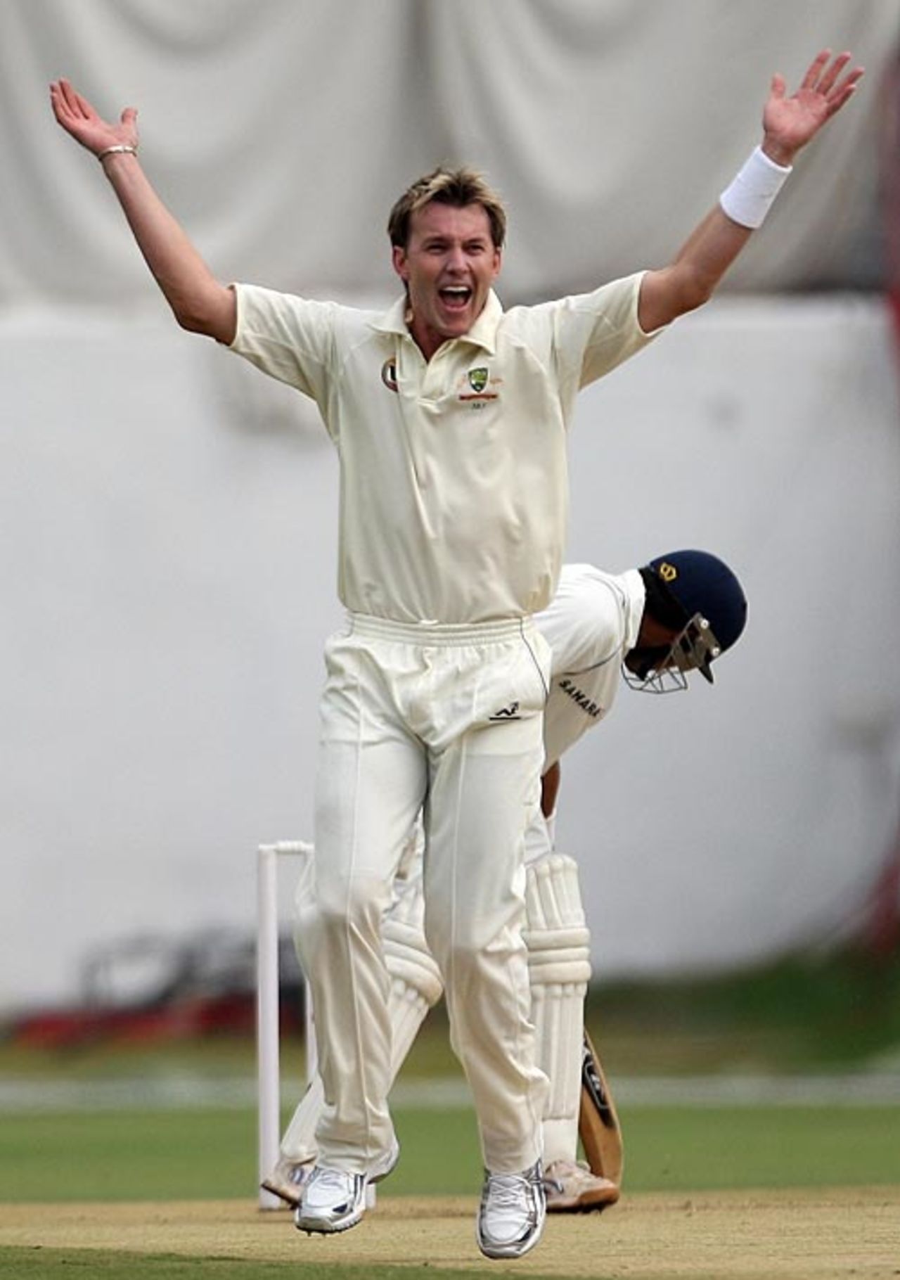 Brett Lee appeals successfully for an lbw against Virat Kohli, Indian Board President's XI v Australians, Hyderabad, 1st day, October 2, 2008