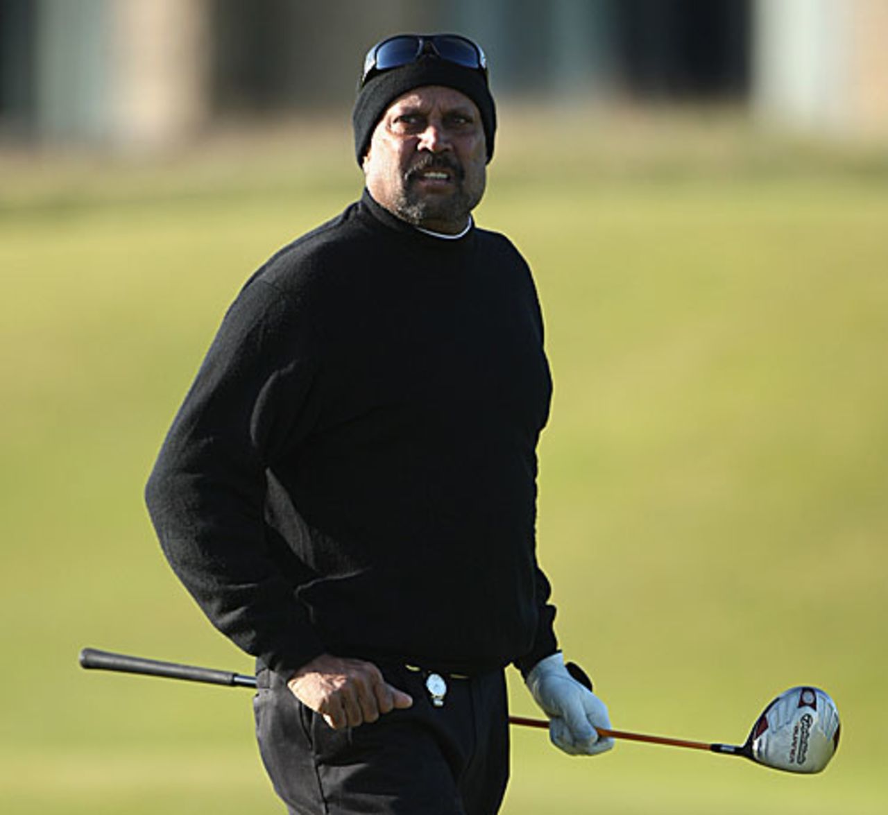 Kapil Dev looks during the Alfred Dunhill Links Championship in St.Andrews, Scotland, October 2, 2008