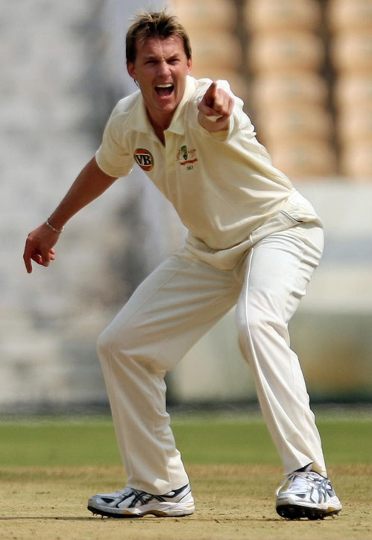 Brett Lee makes a strident appeal, Indian Board President's XI v Australians, Hyderabad, 2nd day, October 3, 2008