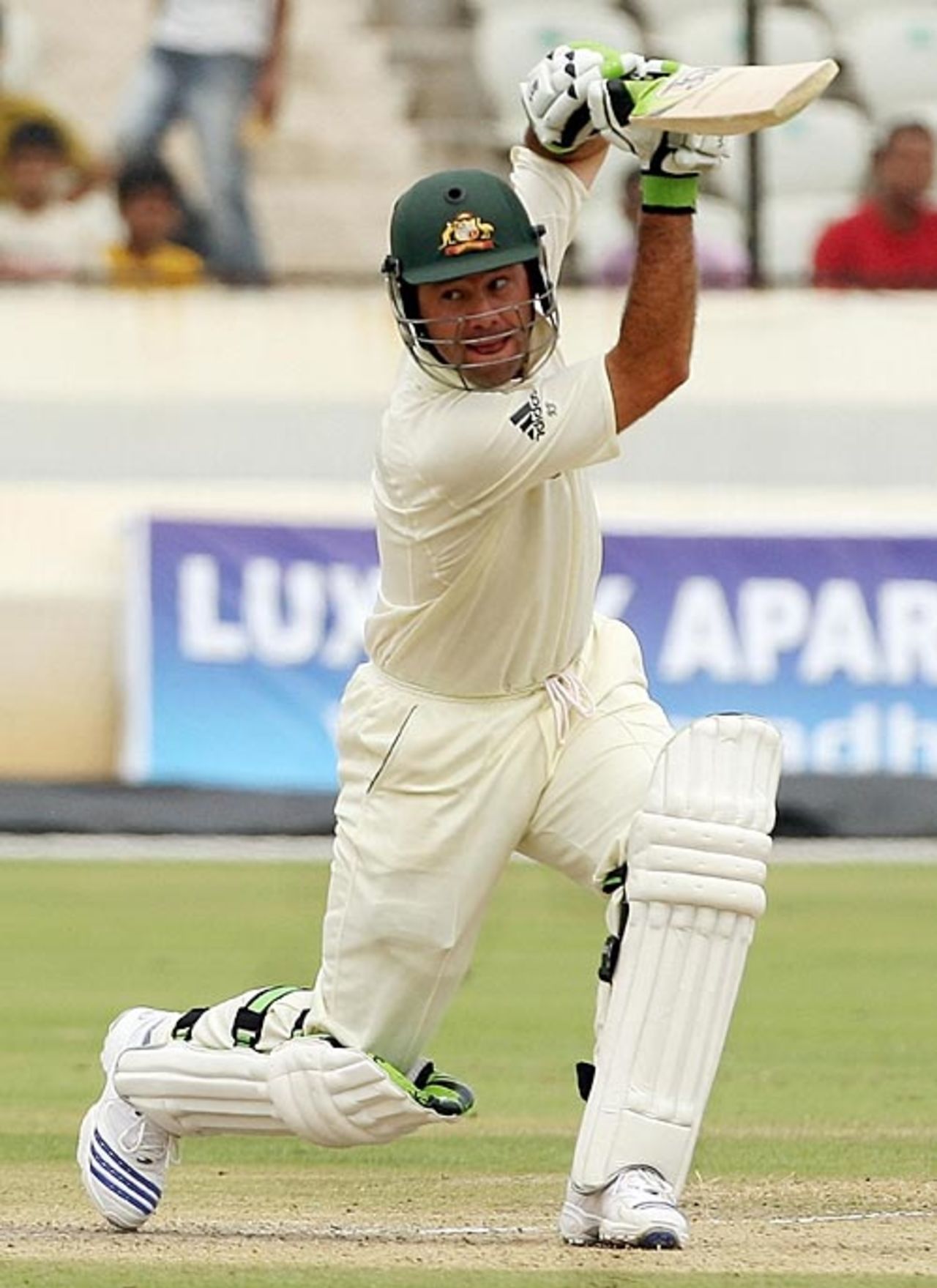 Ricky Ponting drives off the front foot, Board President's XI v Australians, Hyderabad, 2nd day, October 3, 2008