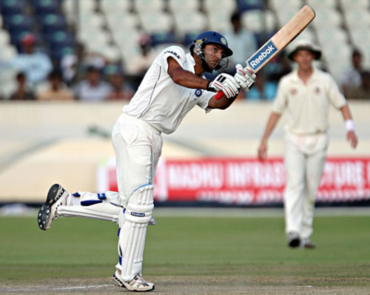 Yuvraj Singh lofts one over mid-on, Board President's XI v Australians, Hyderabad, 3rd day, October 4, 2008