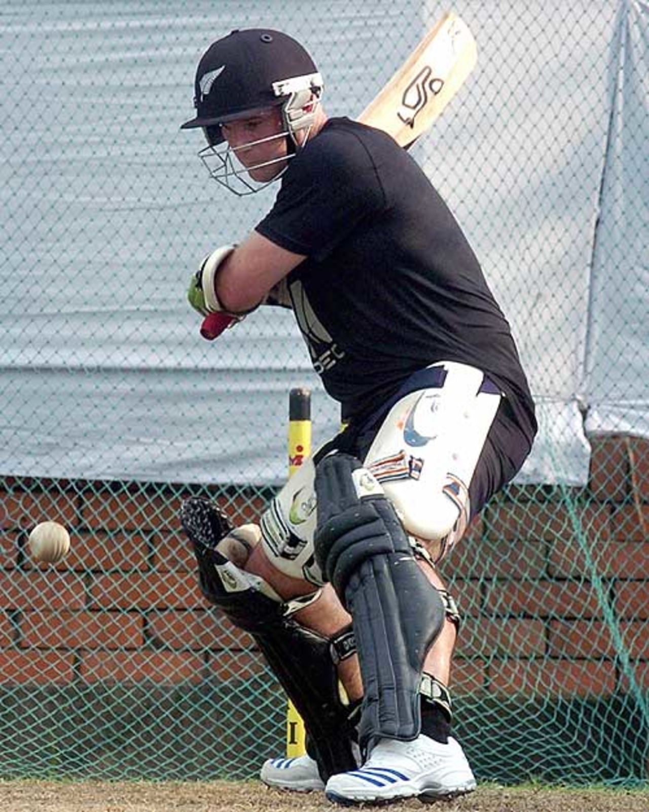 Gareth Hopkins prepares to cut the ball during a practice session, Dhaka, October 4, 2008