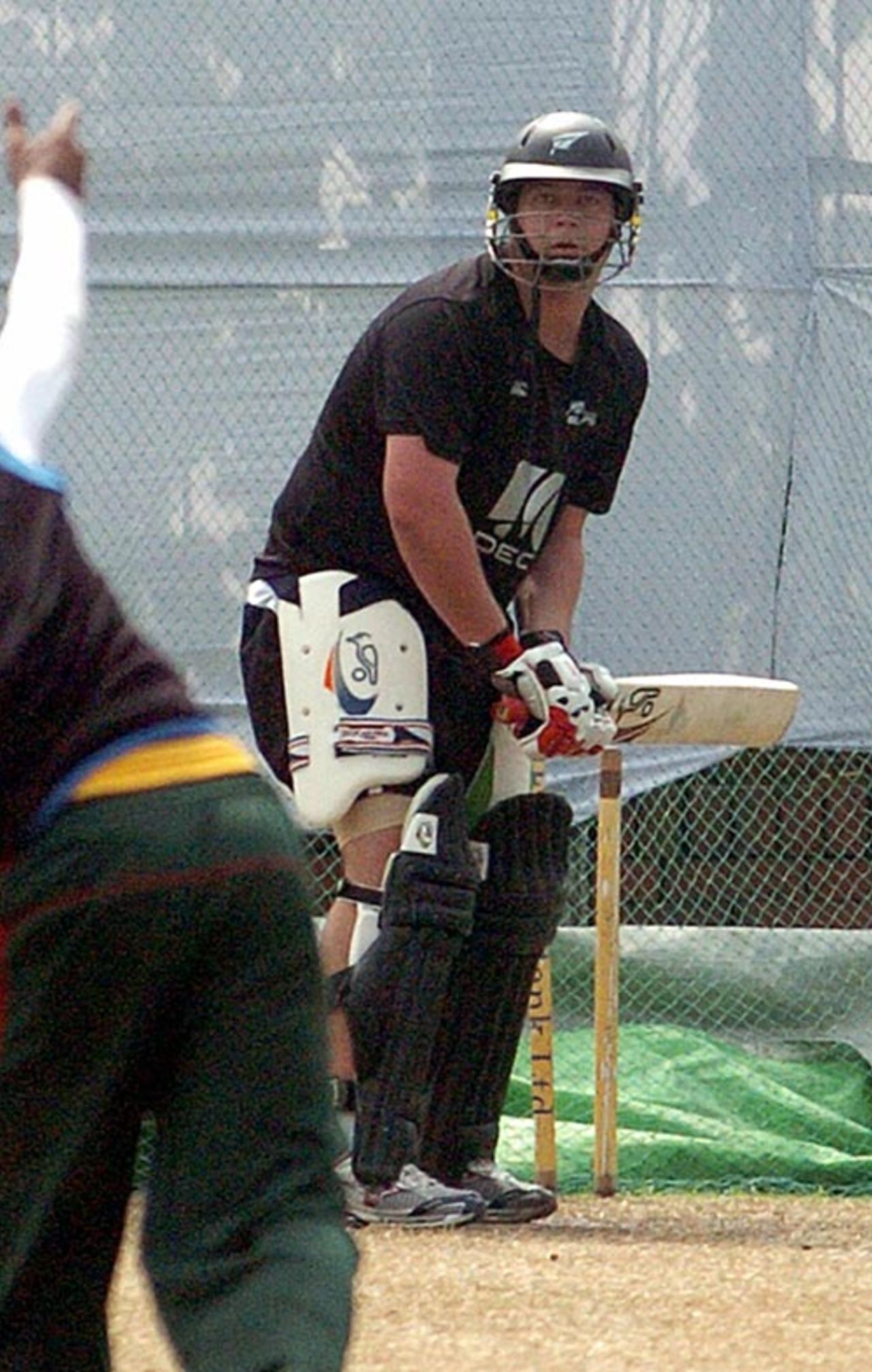 Jesse Ryder concentrates hard at the nets, Dhaka, October 6, 2008
